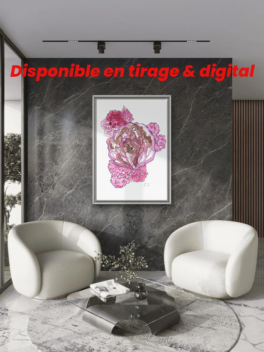 💖 Énergie magenta – Aquarelle vibrante par Laure Leprince - Laure Leprince - Artiste Peintre