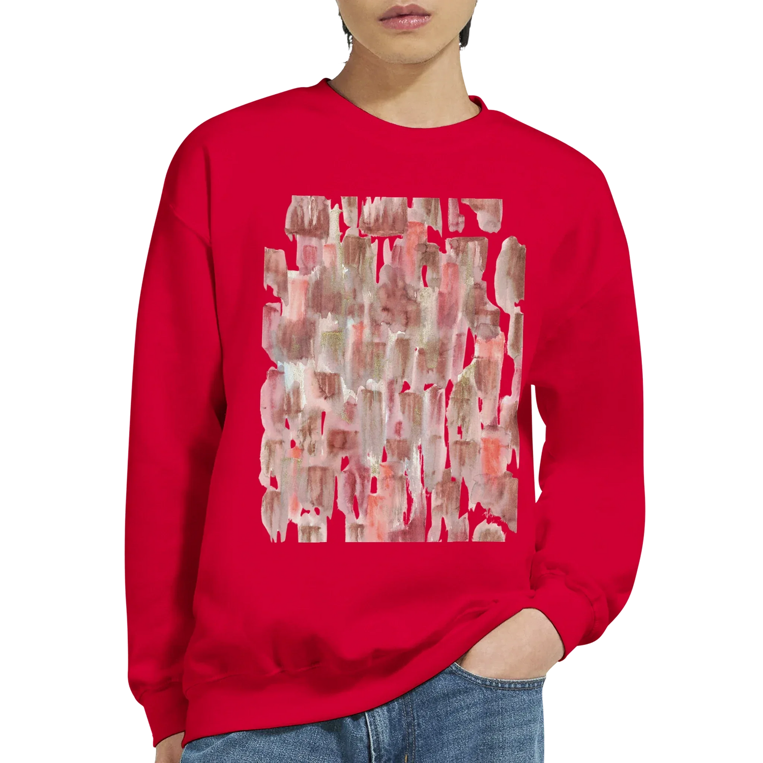 Sweatshirt Unisexe Classique Terracotta Waves – Impression Artistique Multicolore - Laure Leprince - Artiste Peintre