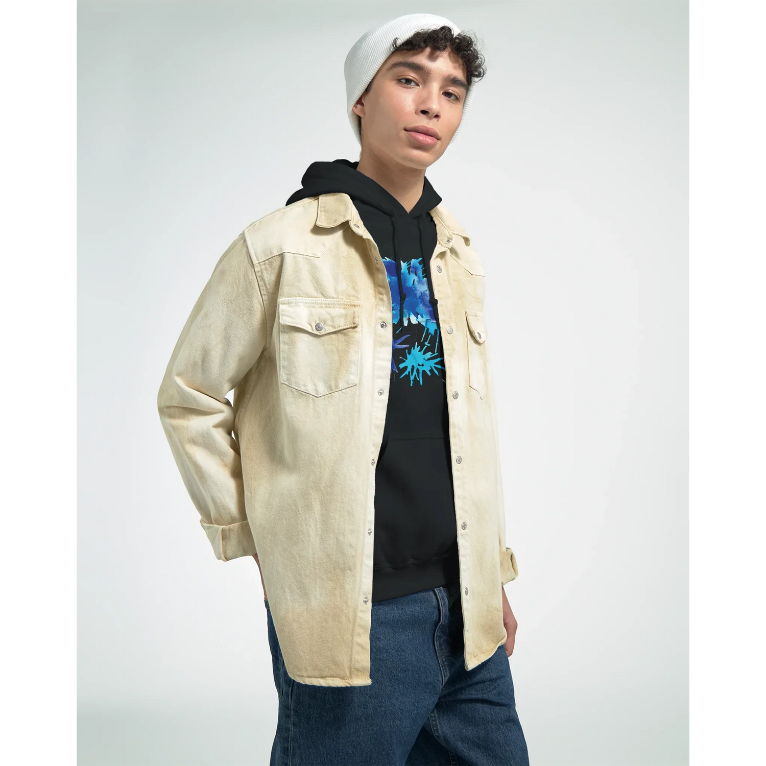 Sweat à capuche unisexe artistique bleuets| Gildan® 18500 - Laure Leprince - Artiste Peintre