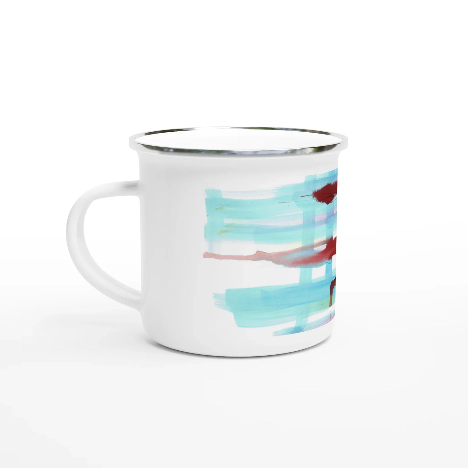 Mug en émail blanc 35 cl Structures Liquides – Léger, vintage et résistant - Laure Leprince - Artiste Peintre