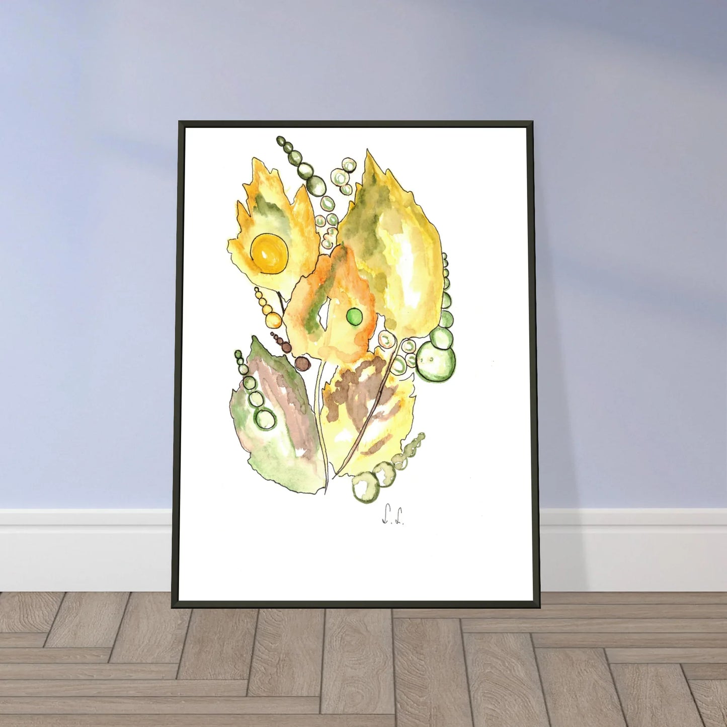 Abstract Watercolor Framed Poster Feuillaison – Museum Quality & Polished Elegance - Laure Leprince - Artiste Peintre