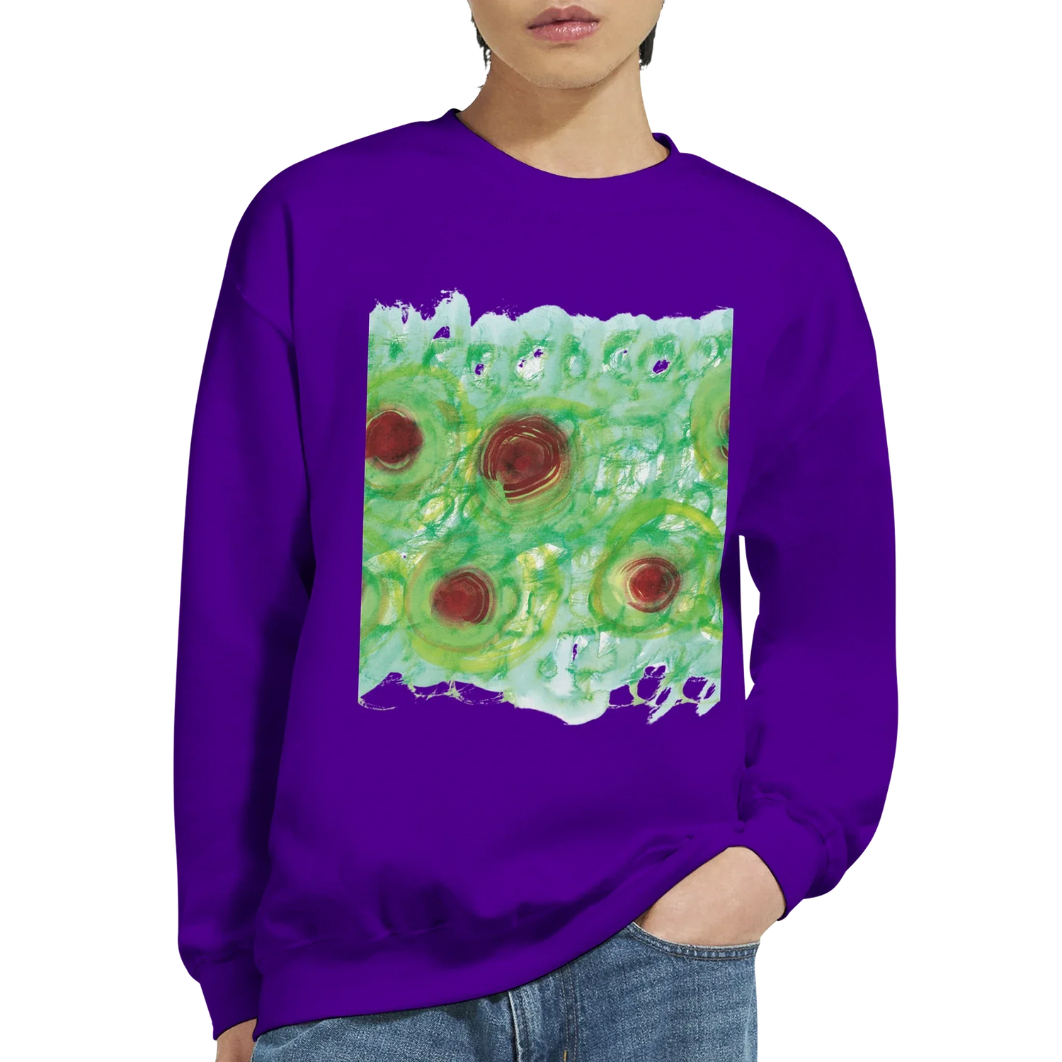 Sweatshirt Unisexe Classique Green Echo – Impression Artistique Multicolore - Laure Leprince - Artiste Peintre