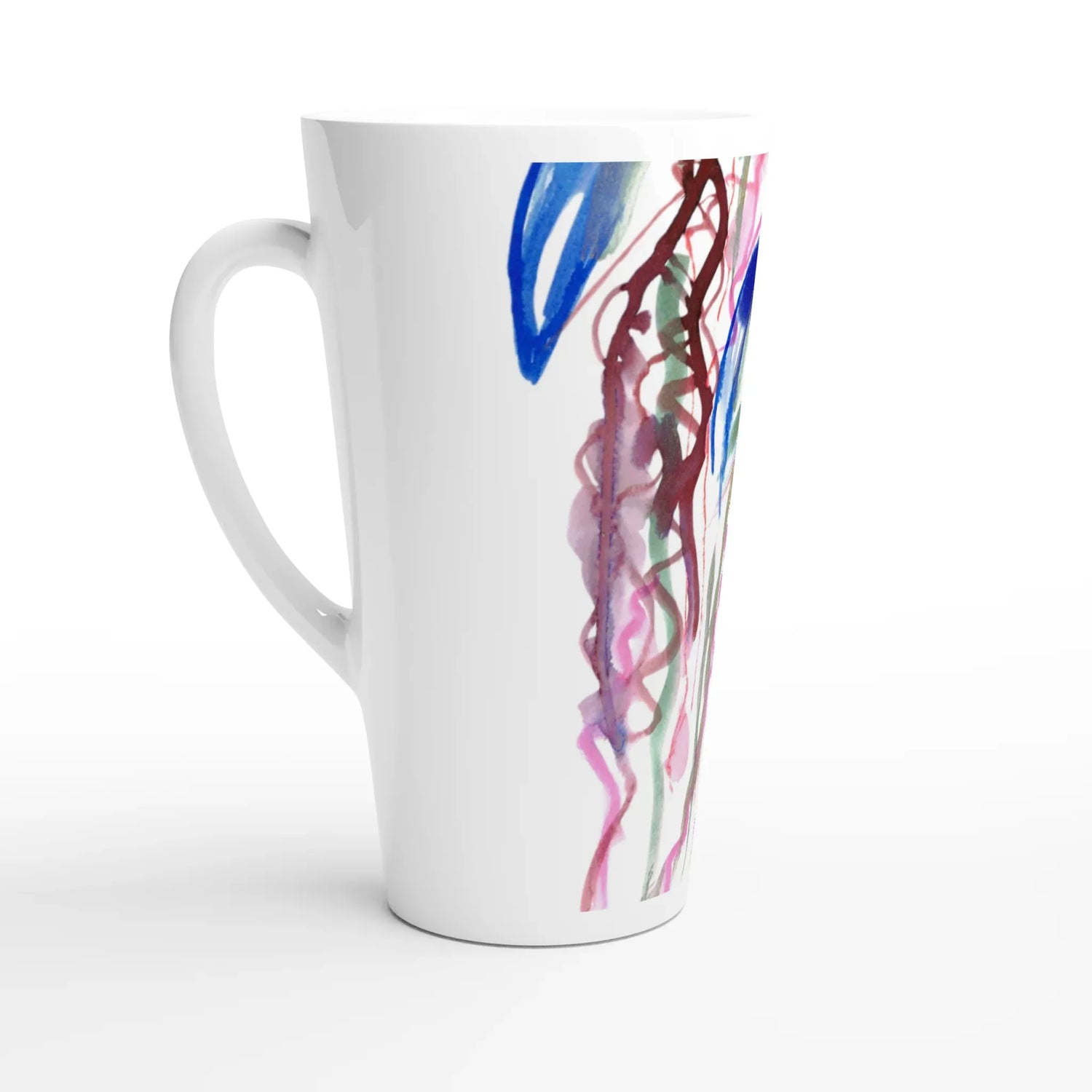 Mug à Latte en Céramique Blanche 500 ml Coral Dance – Élégant, durable et brillant - Laure Leprince - Artiste Peintre