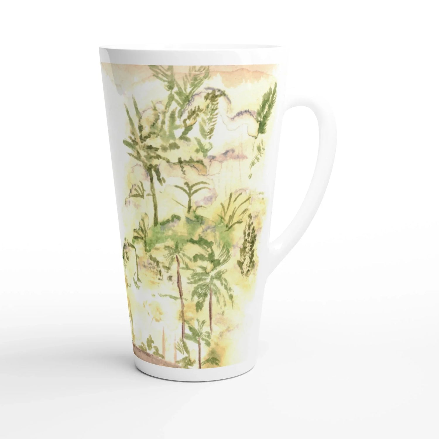 fMug à Latte en Céramique Blanche 500 ml Jungle – Élégant, durable et brillant - Laure Leprince - Artiste Peintre
