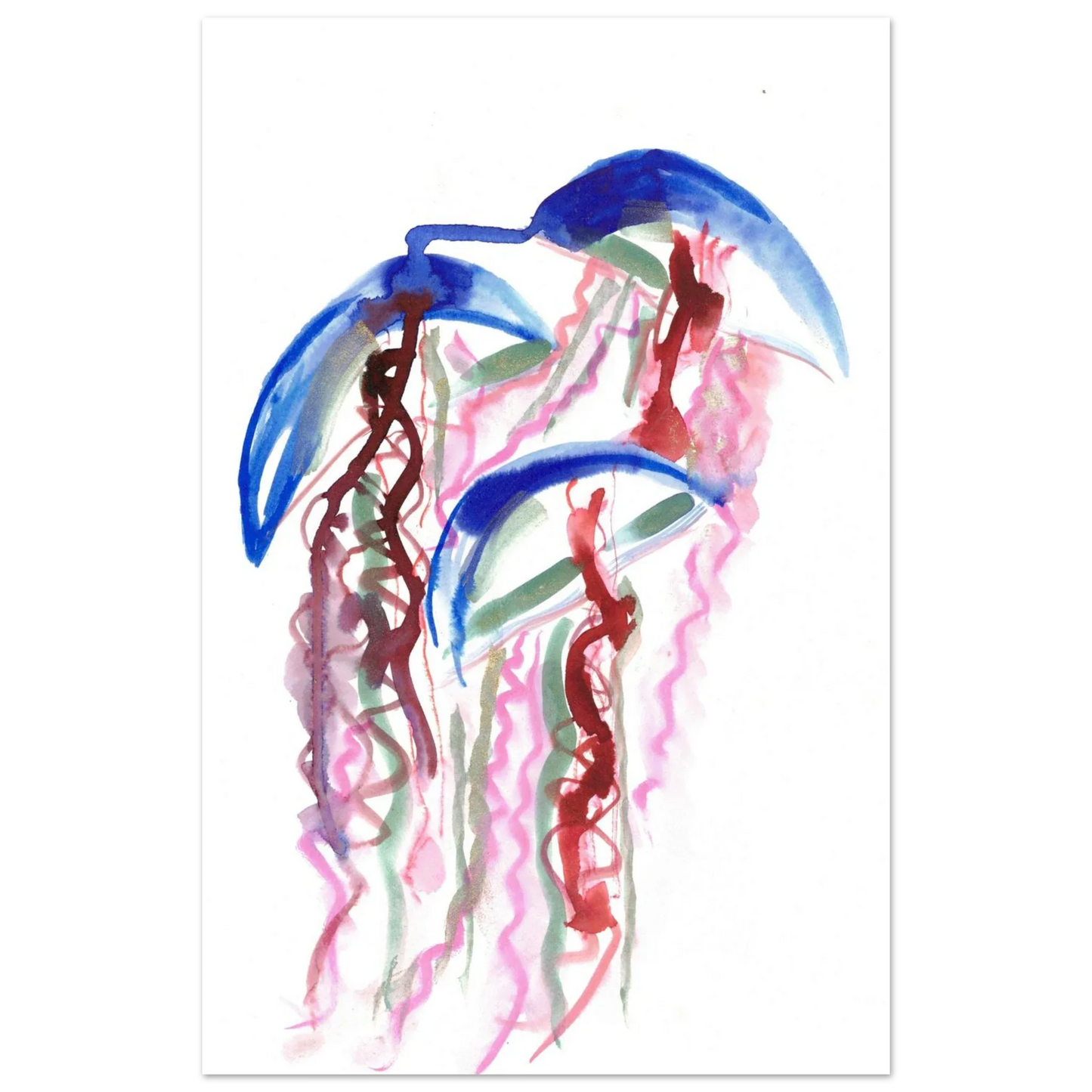 Abstract Jellyfish Dance Premium Matte Paper Poster - Dynamic Watercolor Art - Laure Leprince - Artiste Peintre