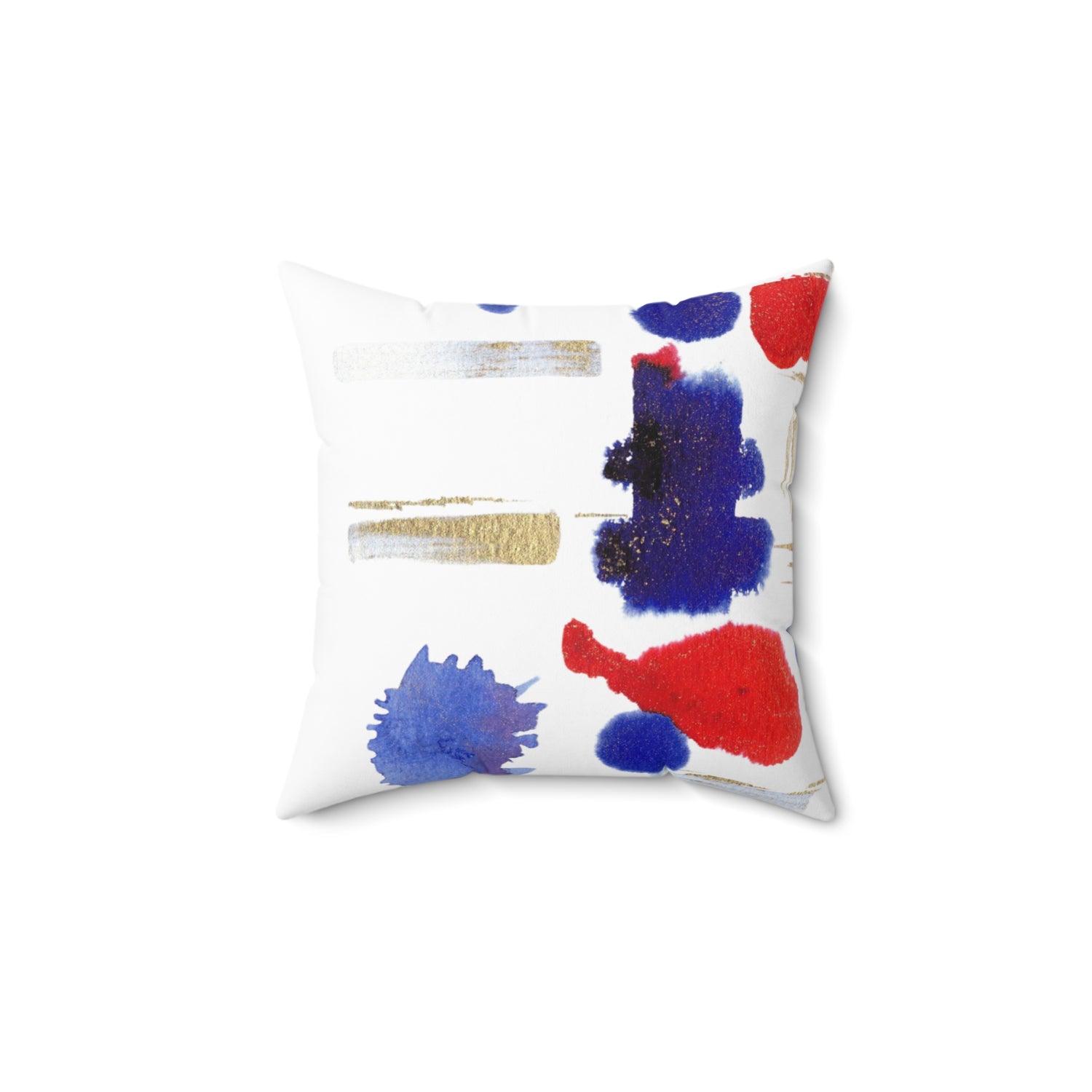 Square Throw Pillow Structure Carmine — Minima Blue Brushstroke Accent