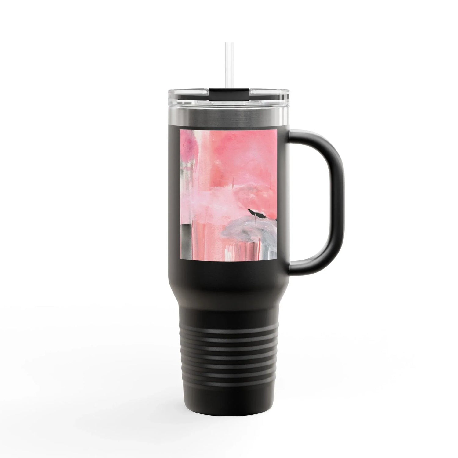 40oz Insulated Travel Mug –Blush Cascade Watercolor Design - Laure Leprince - Artiste Peintre