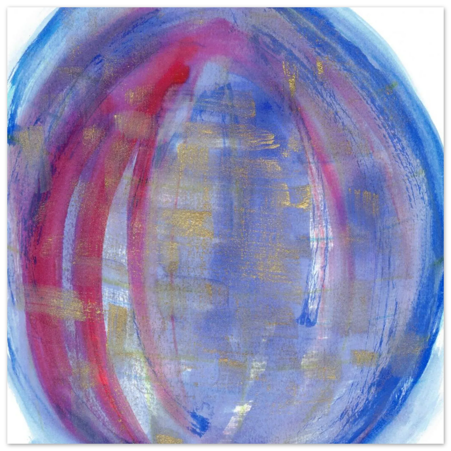 Cosmic Aura Abstract Watercolor Poster – Vibrant Blue, Magenta & Gold, Premium Matte Finish - Laure Leprince - Artiste Peintre