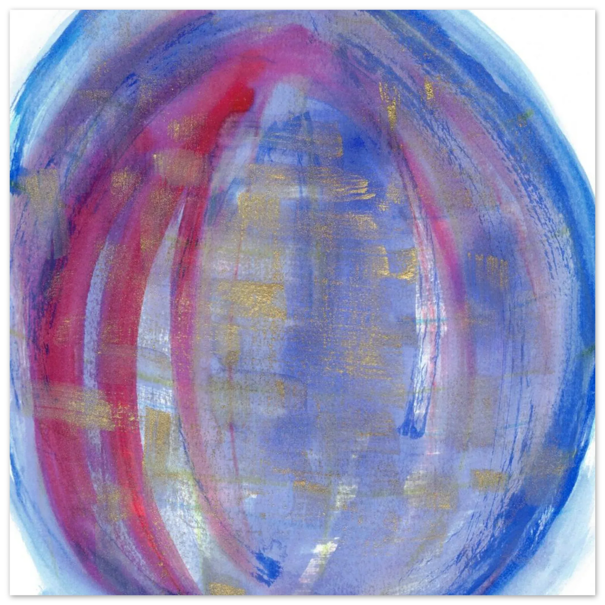 Cosmic Aura Abstract Watercolor Poster – Vibrant Blue, Magenta & Gold, Premium Matte Finish - Laure Leprince - Artiste Peintre