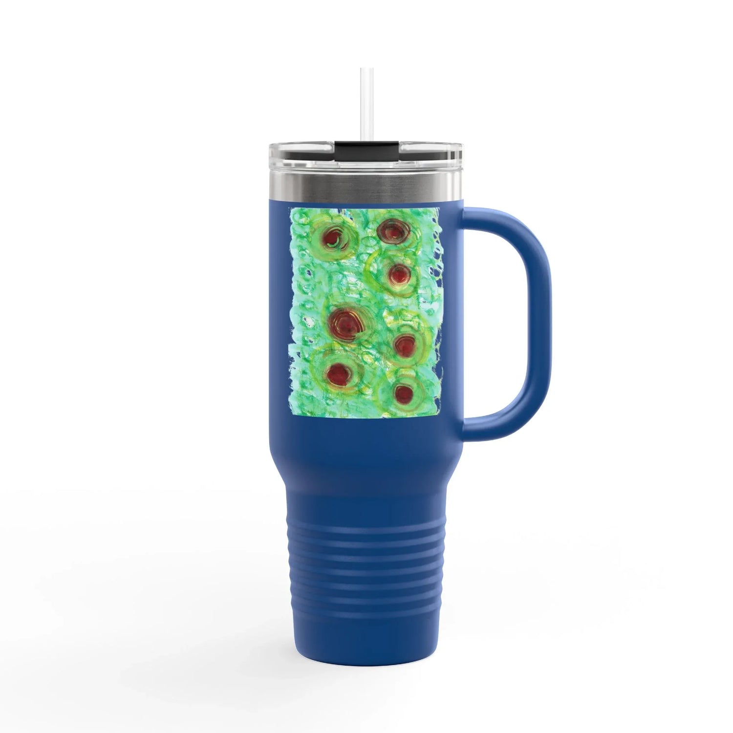 40oz Insulated Travel Mug – green Echo Watercolor Design - Laure Leprince - Artiste Peintre