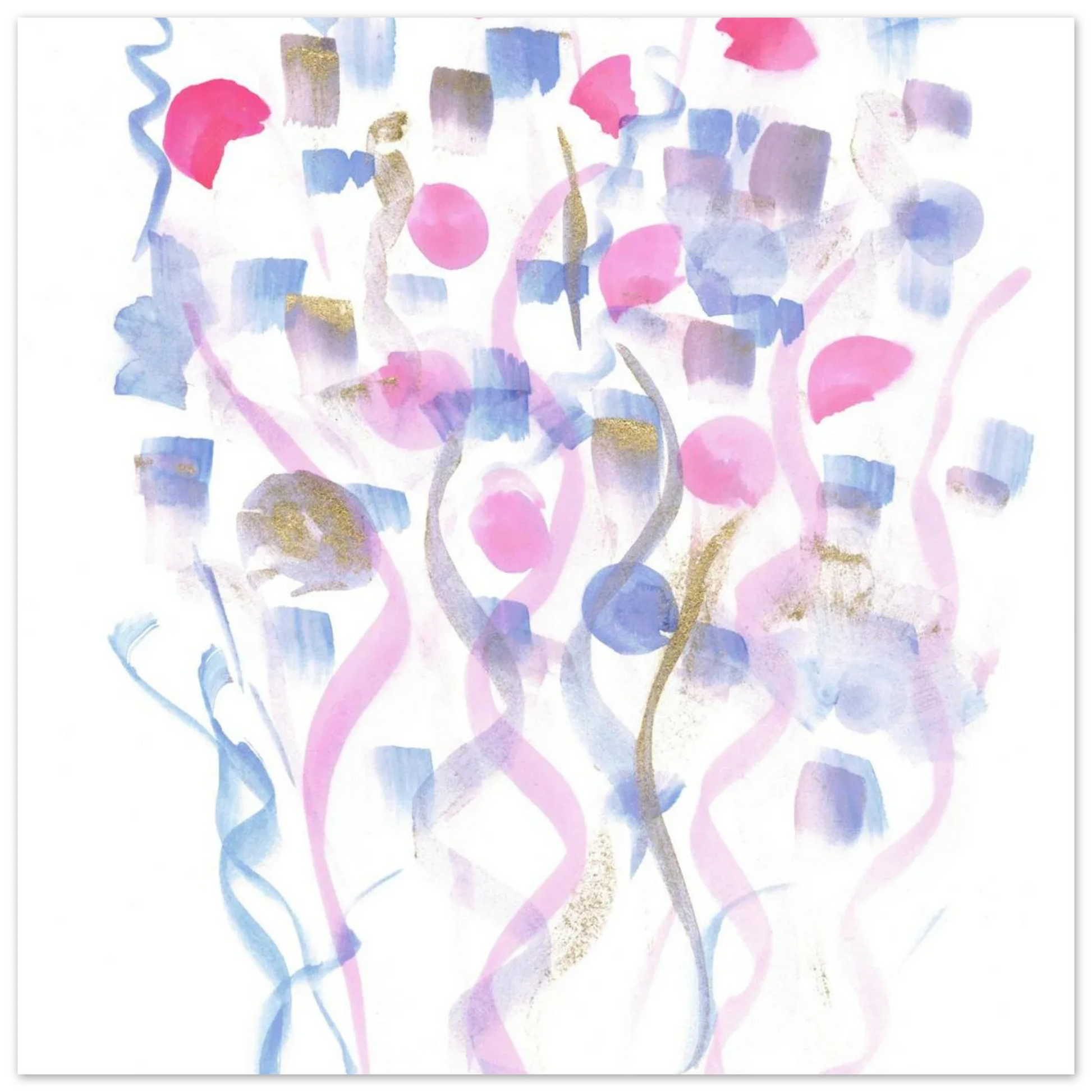 Abstract Watercolor Dreamscape Poster - Pastel Hues & Gold Flecks RDJ3-1 - Laure Leprince - Artiste Peintre