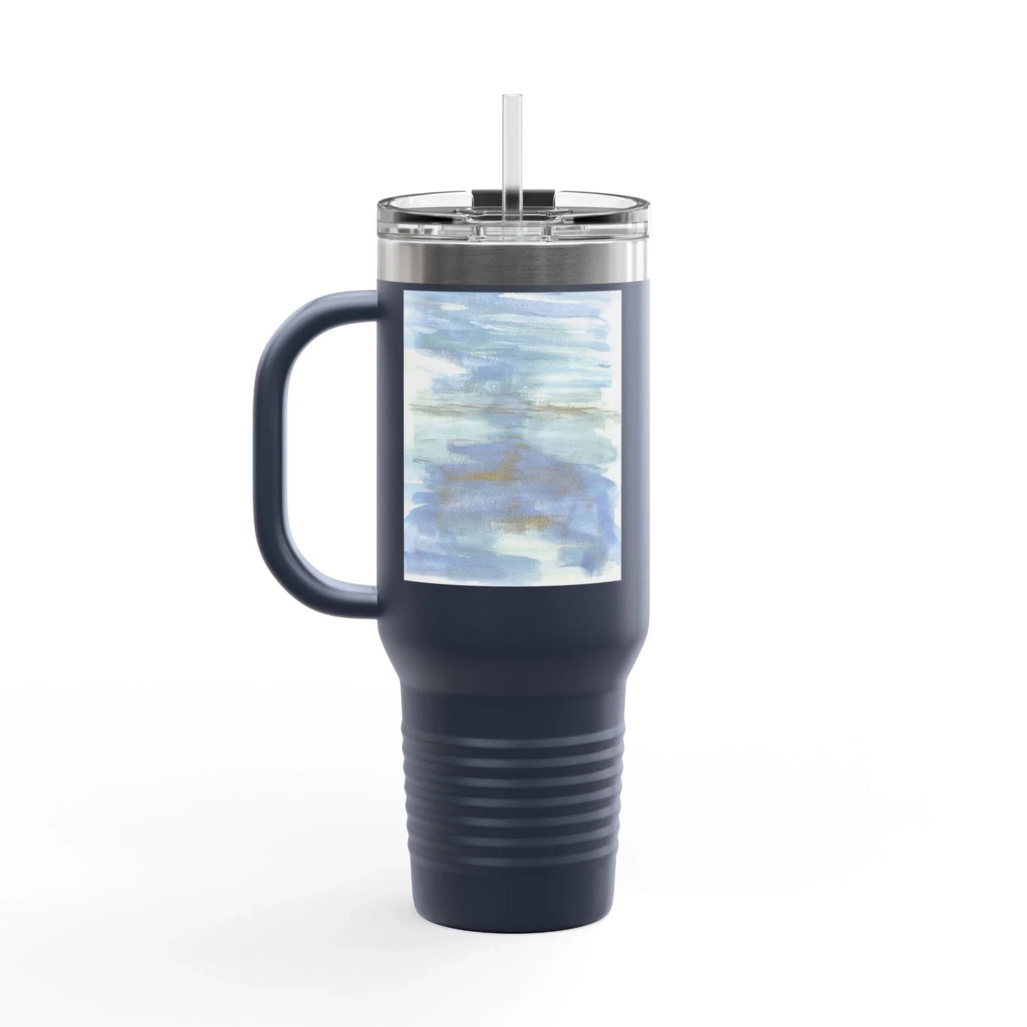 40oz Insulated Travel Mug – Silent Water Watercolor Design - Laure Leprince - Artiste Peintre