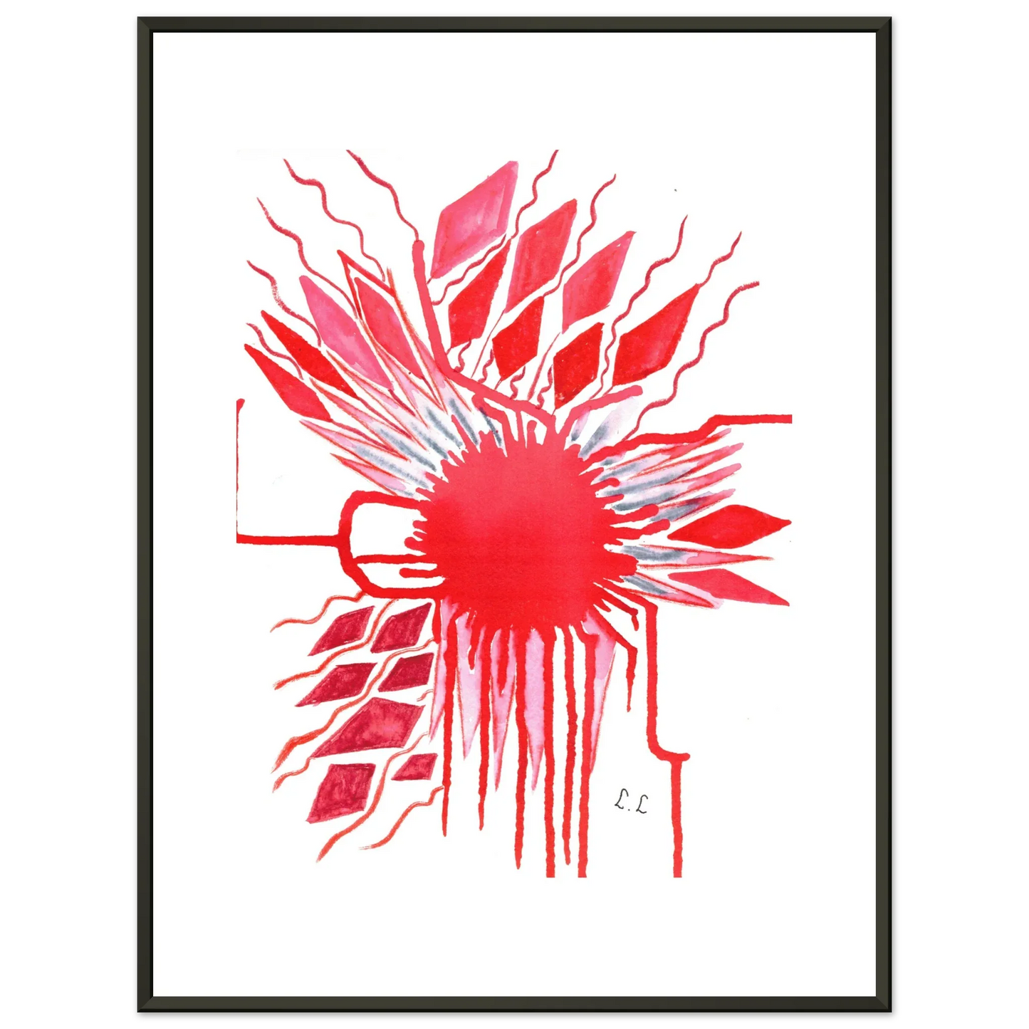 Classic Semi-Glossy Paper Metal Framed Poster Rouge - Laure Leprince - Artiste Peintre