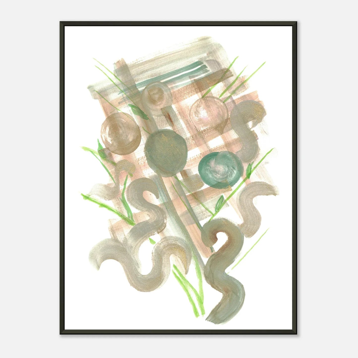 Classic Semi-Glossy Paper Metal Framed Poste Moss Geometry - Laure Leprince - Artiste Peintre