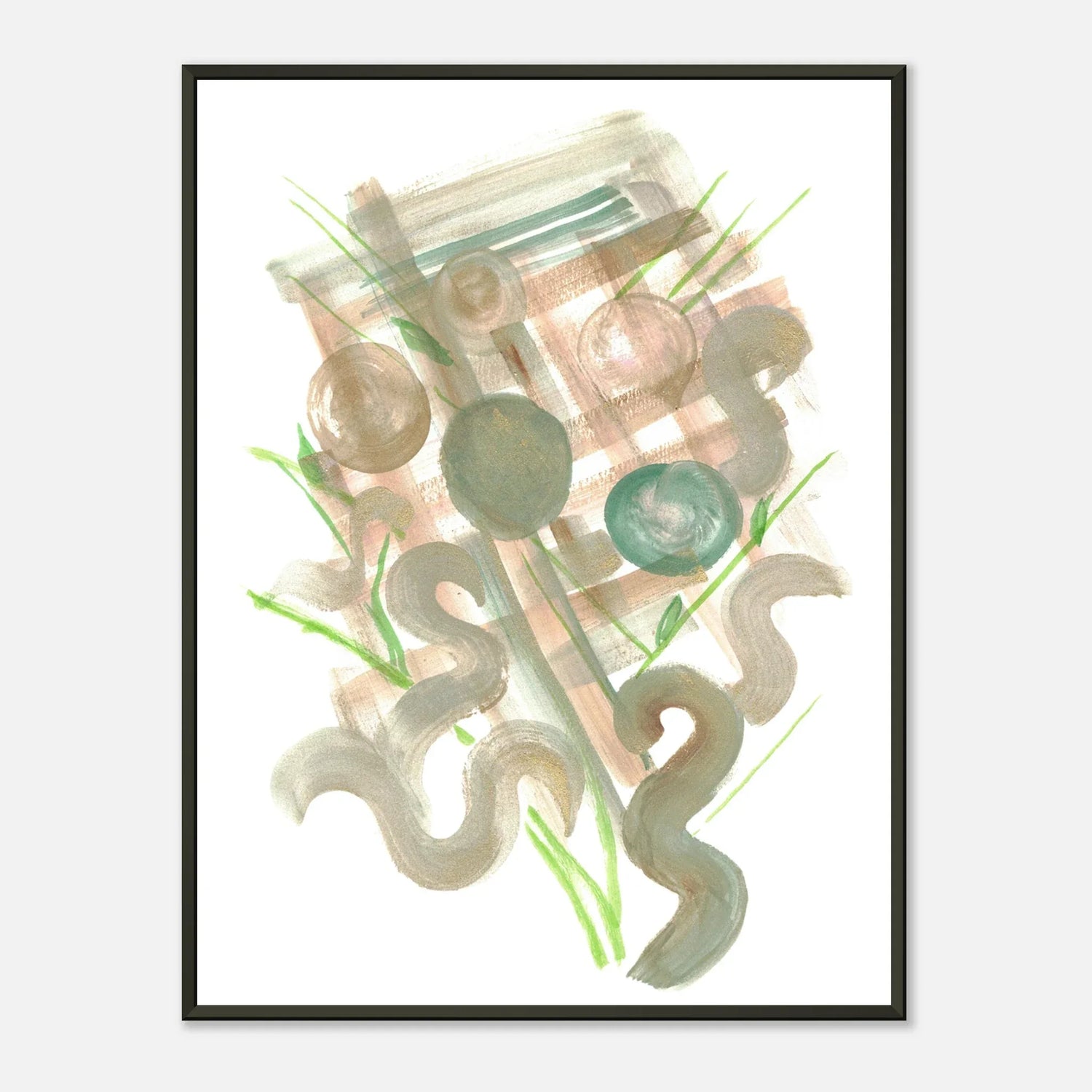 Classic Semi-Glossy Paper Metal Framed Poste Moss Geometry - Laure Leprince - Artiste Peintre