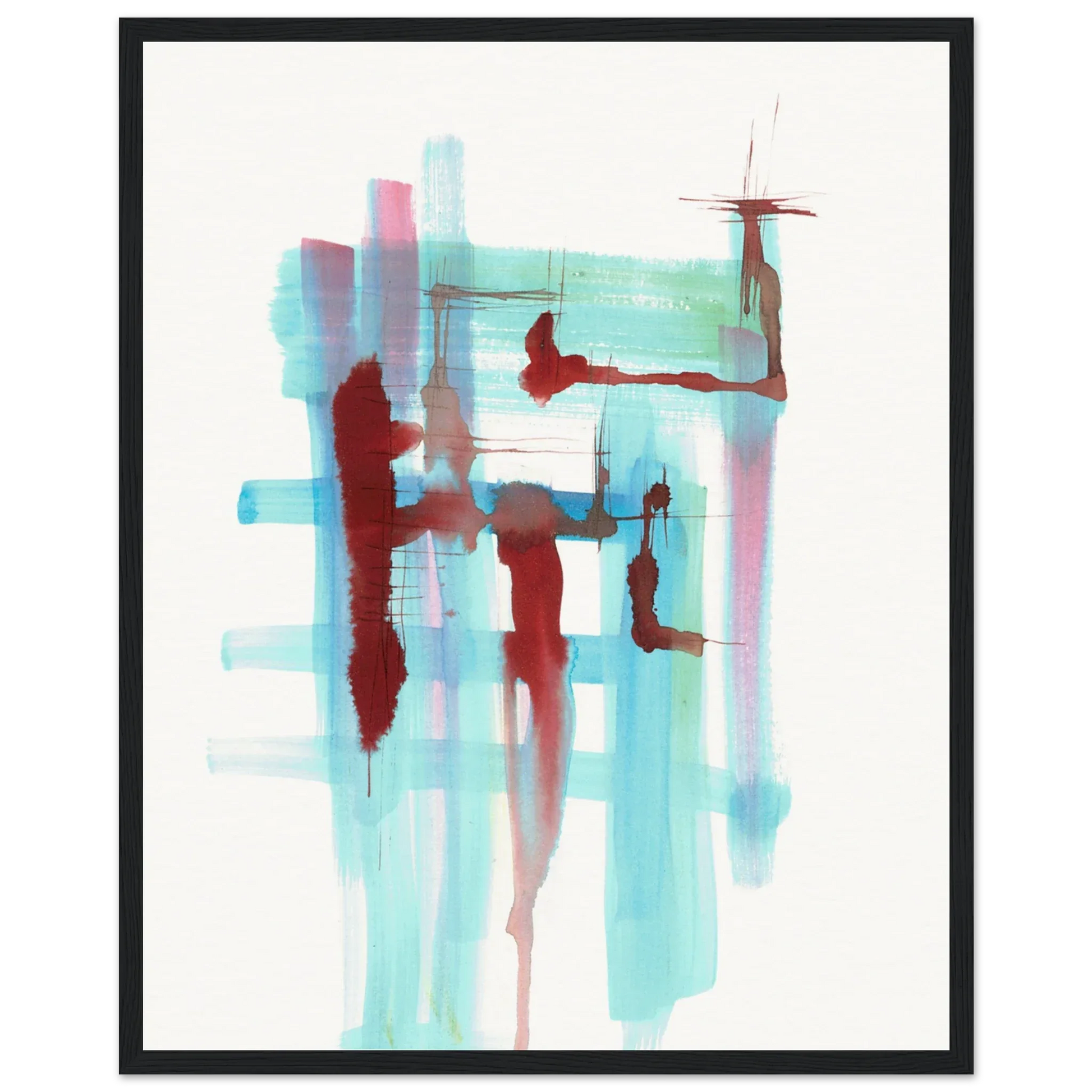 Affiche Encadrée Museum-Quality Matte Paper Wooden Framed Strutures Liquides - Laure Leprince - Artiste Peintre
