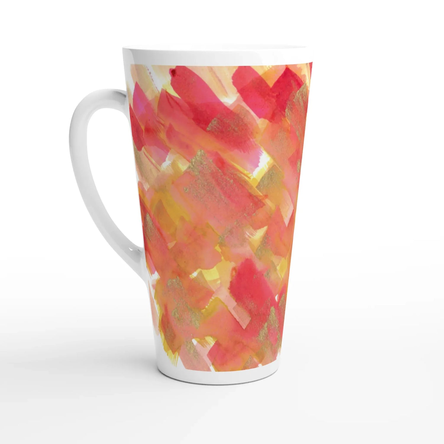 Mug à Latte en Céramique Blanche 500 ml Sunset Ember– Élégant, durable et brillant - Laure Leprince - Artiste Peintre