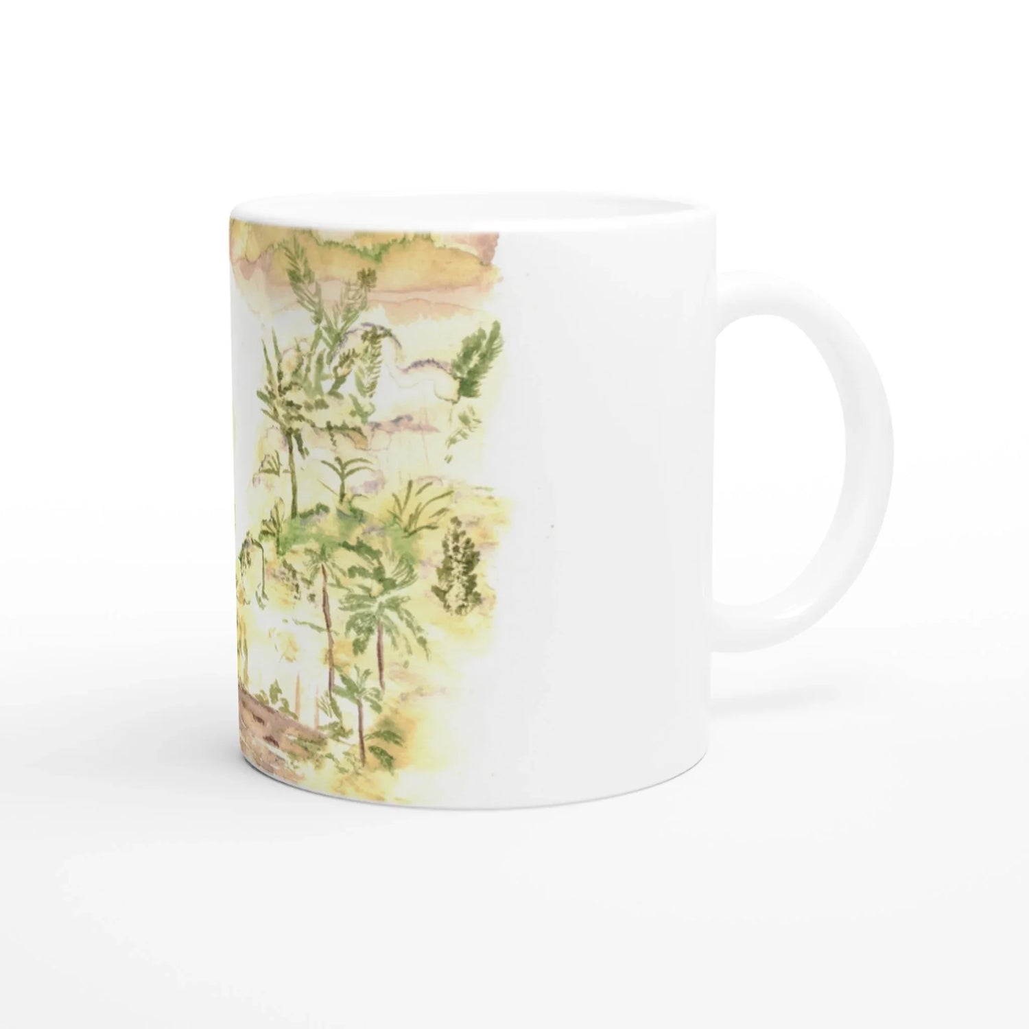 Mug en céramique blanche 325 ml Jungle – Élégance, sécurité et durabilité - Laure Leprince - Artiste Peintre