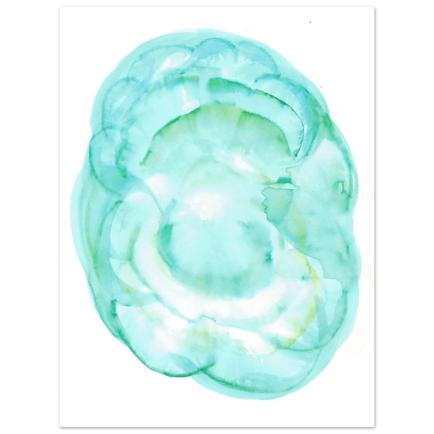 Oceanic Dream Premium Matte Poster - Serene Teal & Green Abstract Watercolor Art - Laure Leprince - Artiste Peintre