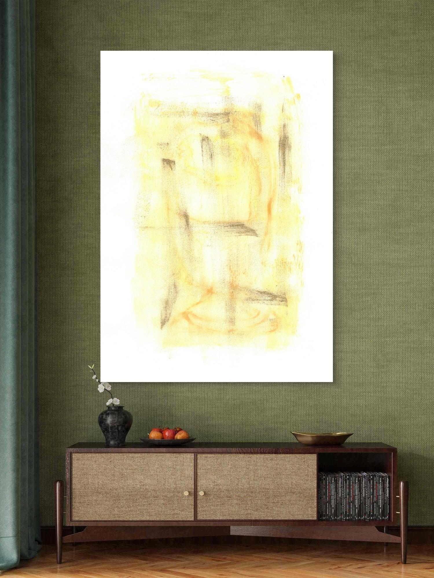 Abstract Gold & Charcoal Aura Poster - Premium Matte Paper Art Print - Laure Leprince - Artiste Peintre
