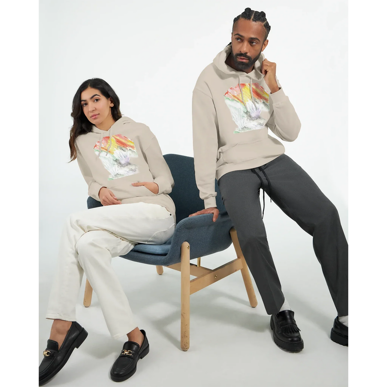 Sweat à capuche unisexe artistiqueLavander Drift| Gildan® 18500 White - Laure Leprince - Artiste Peintre