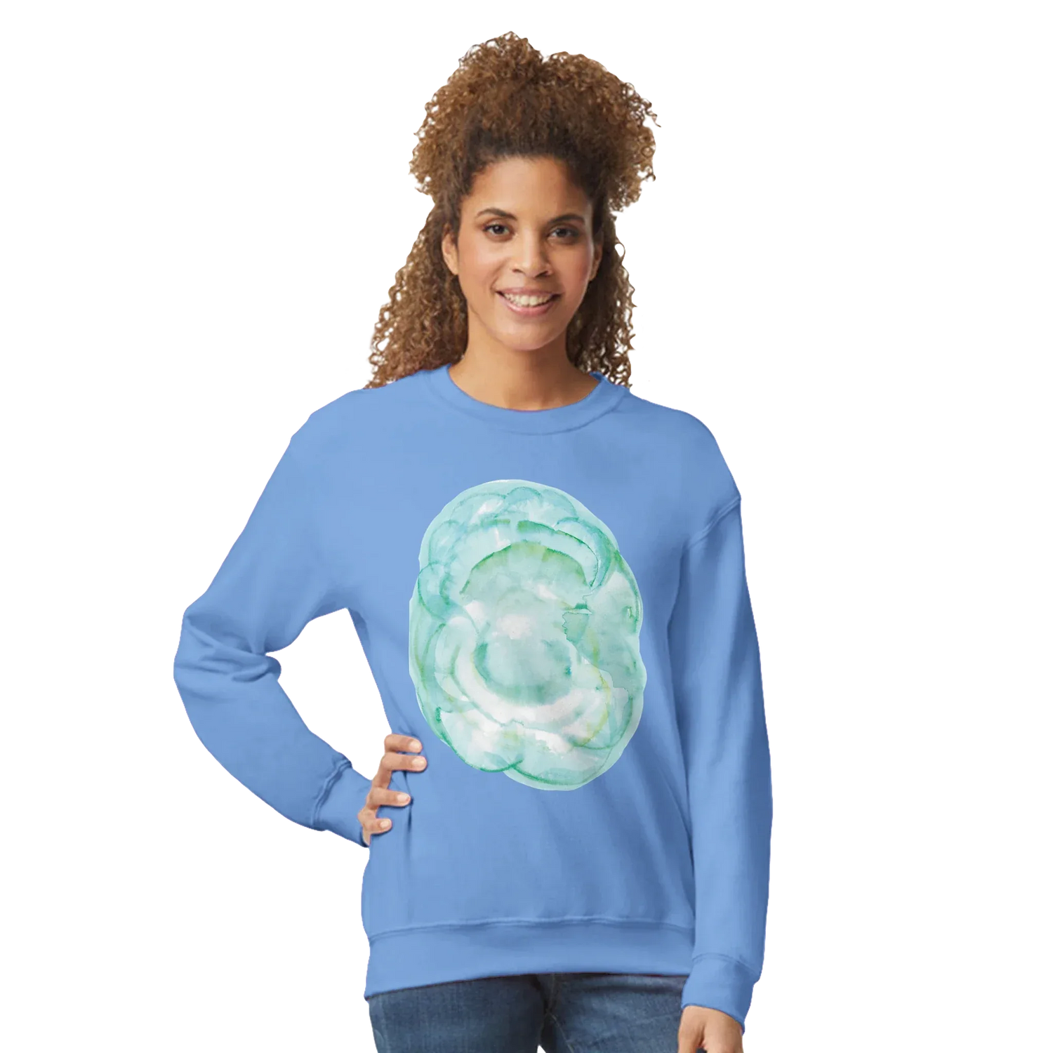 Sweatshirt Unisexe Classique Aqua Bloom – Impression Artistique Multicolore - Laure Leprince - Artiste Peintre