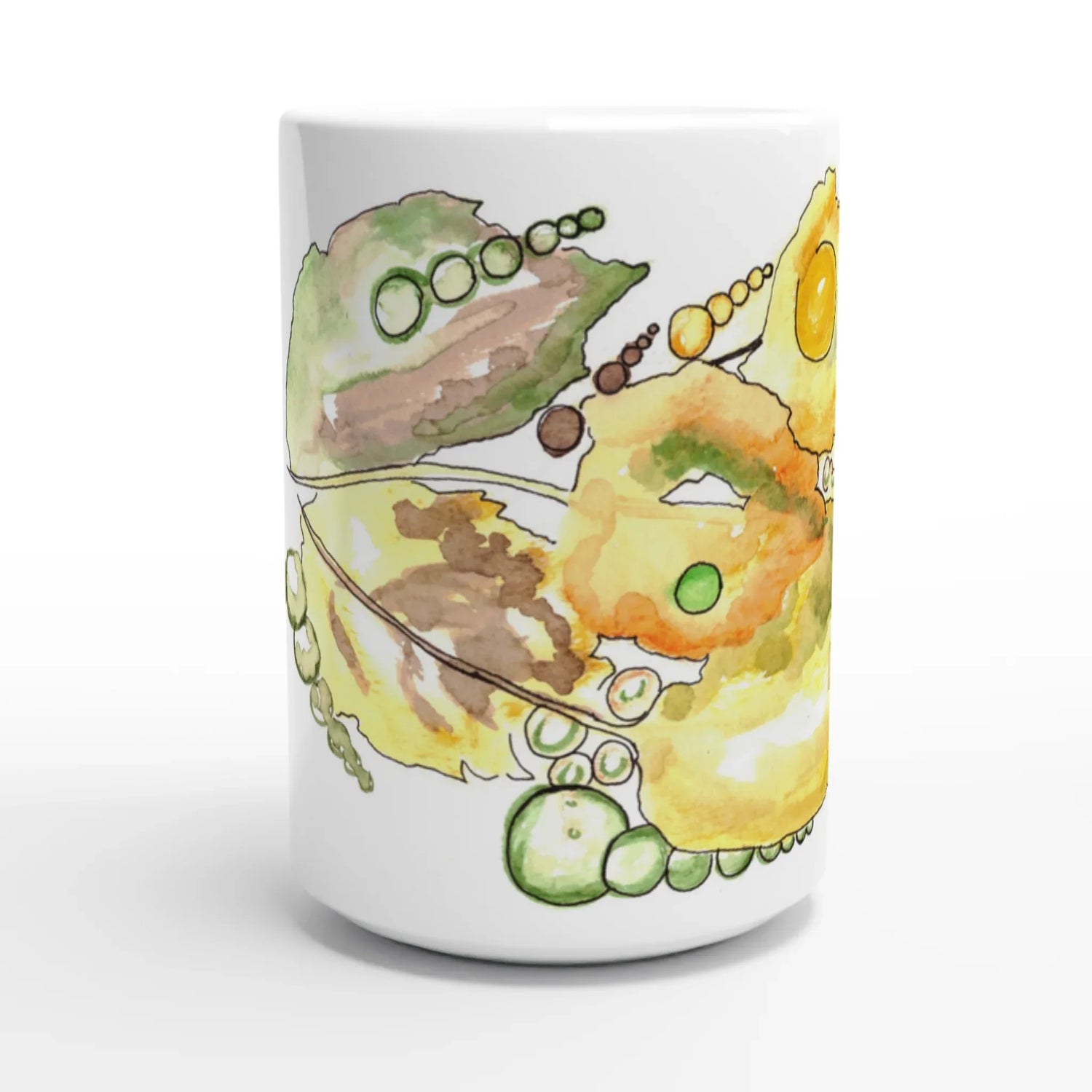 Mug en céramique blanche 44 cl Feuillaison – Grand format, design et qualité durable - Laure Leprince - Artiste Peintre