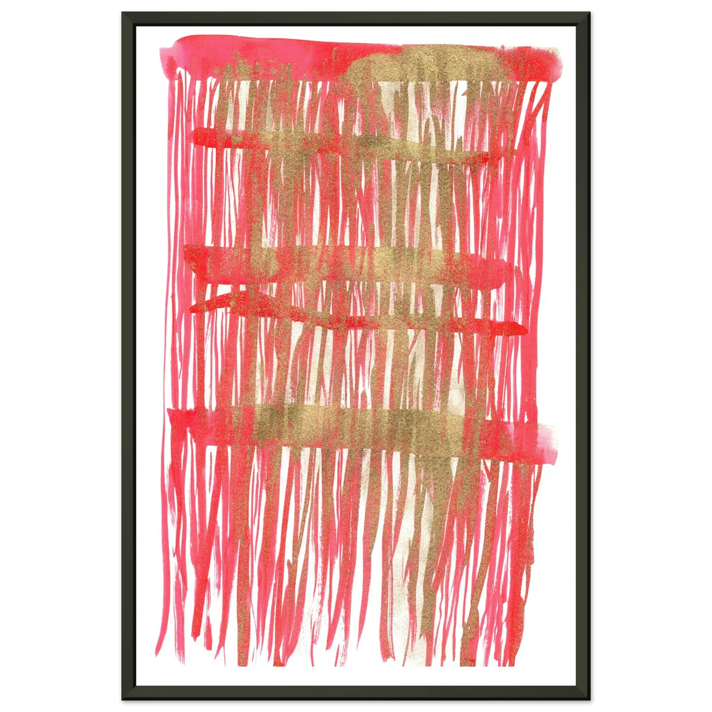 Classic Semi-Glossy Paper Metal Framed Poster Red Waves - Laure Leprince - Artiste Peintre