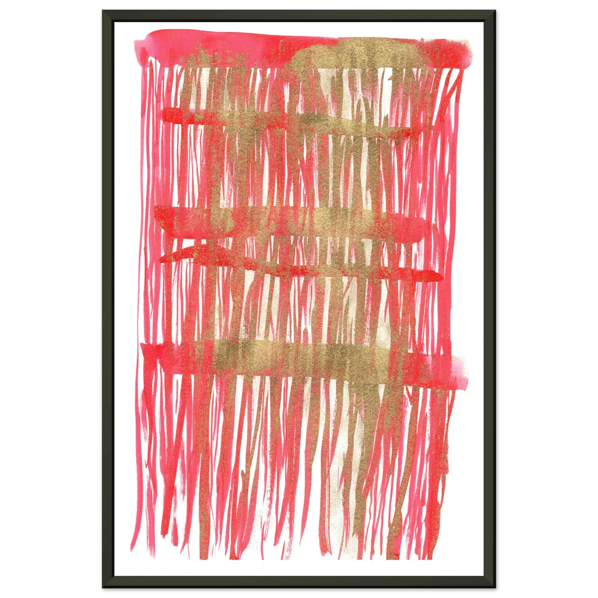 Classic Semi-Glossy Paper Metal Framed Poster Red Waves - Laure Leprince - Artiste Peintre