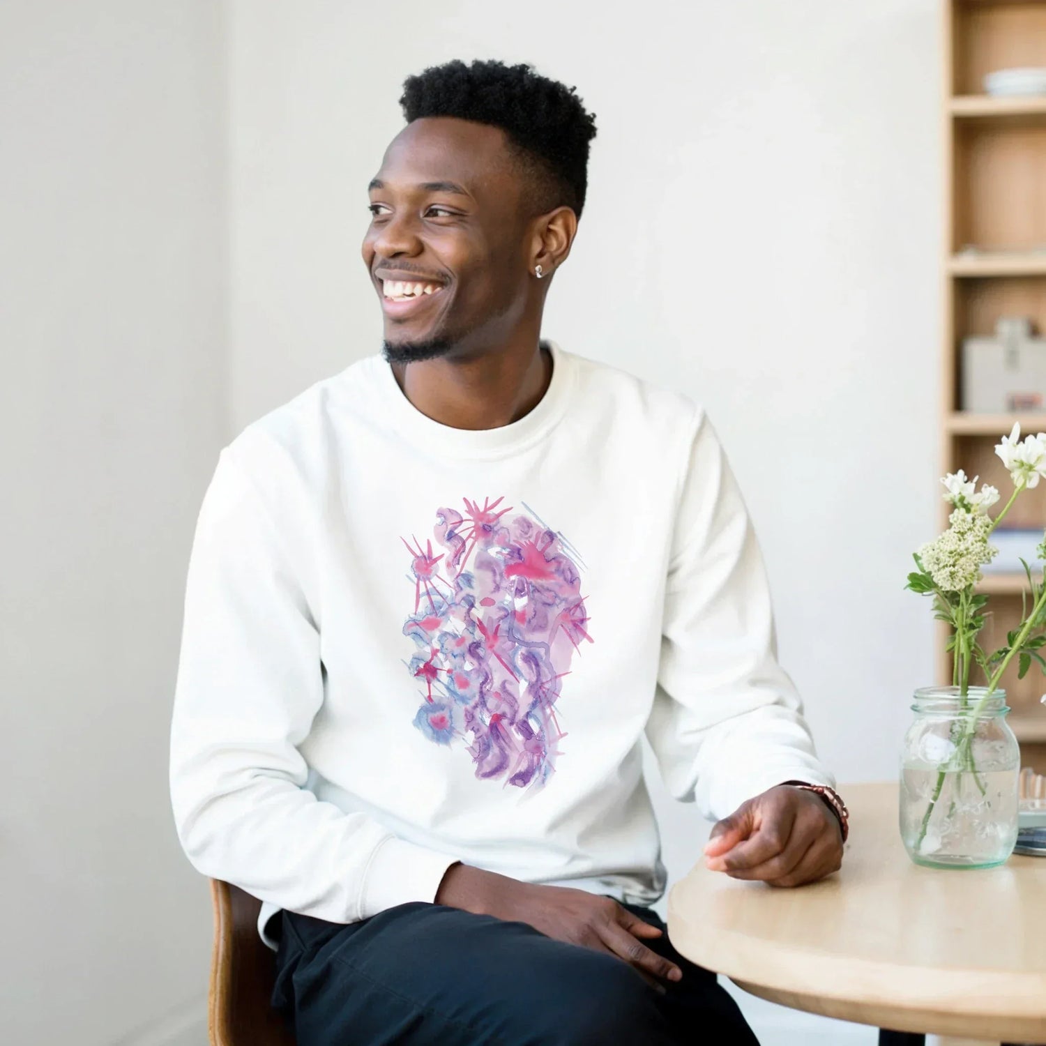 Sweatshirt Unisexe Classique Nebuleuse Pourpre – Impression Artistique Multicolore - Laure Leprince - Artiste Peintre