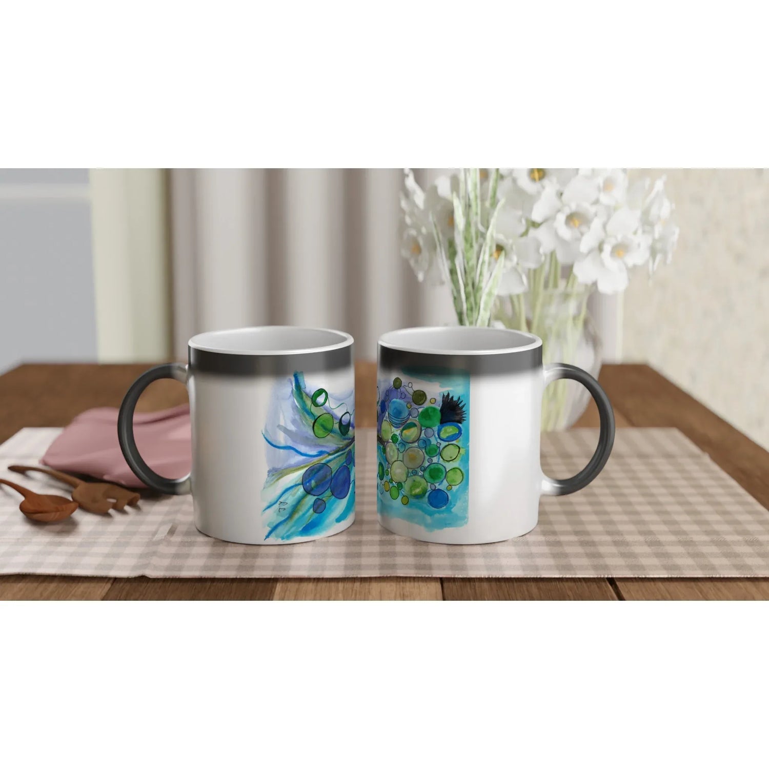 Mug magique en céramique 325 ml Ecosphères – Révèlez votre motif à la chaleur - Laure Leprince - Artiste Peintre