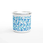 Mug en émail blanc 35 cl Blue Waves – Léger, vintage et résistant - Laure Leprince - Artiste Peintre