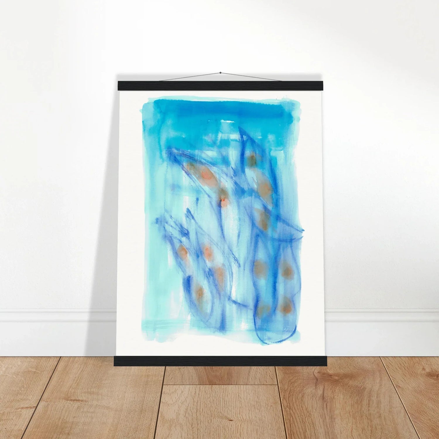 Museum-Quality Matte Paper Poster with Hanger Blue Sprouts - Laure Leprince - Artiste Peintre