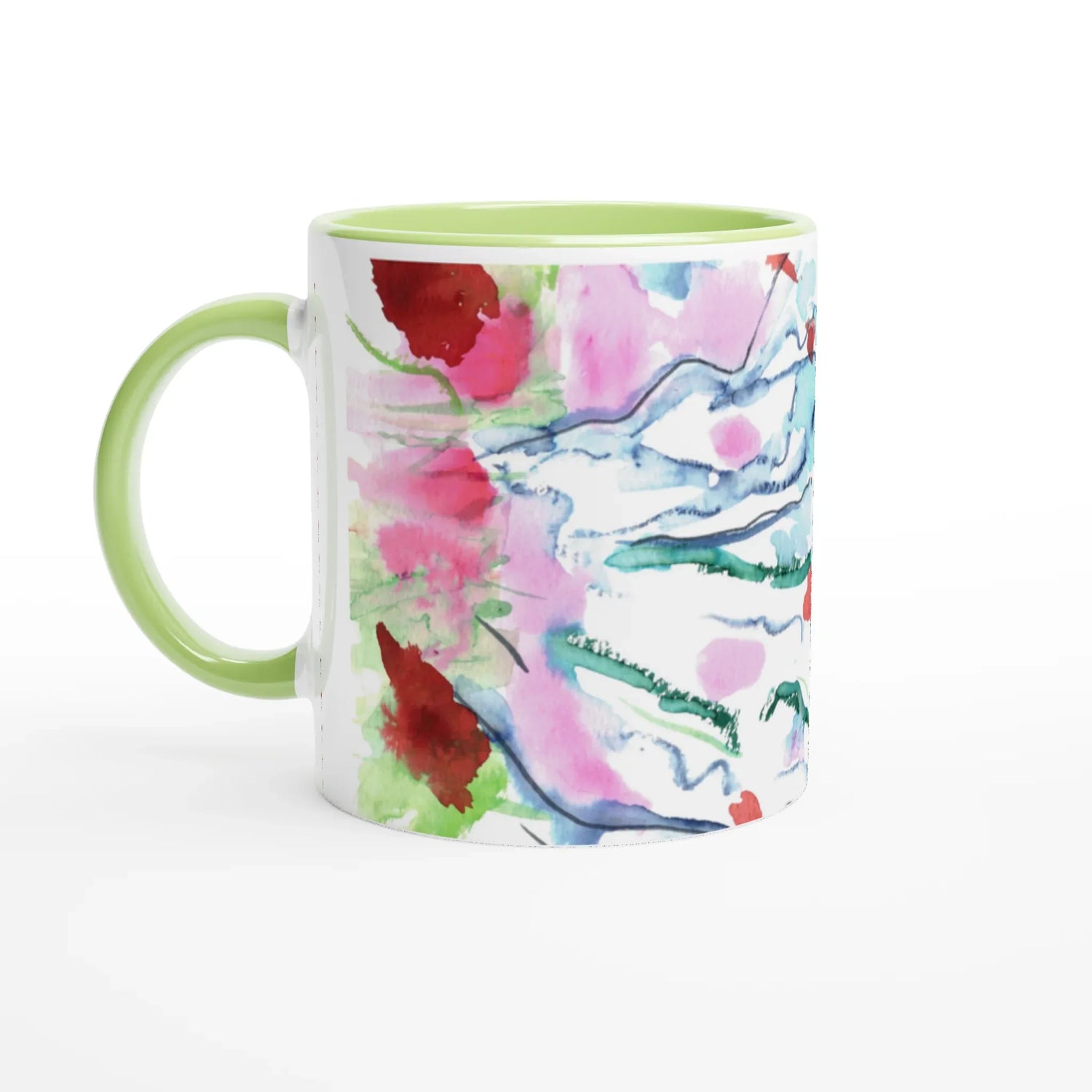 Mug en céramique blanche 325 ml Floral – Élégance, sécurité et durabilité - Laure Leprince - Artiste Peintre