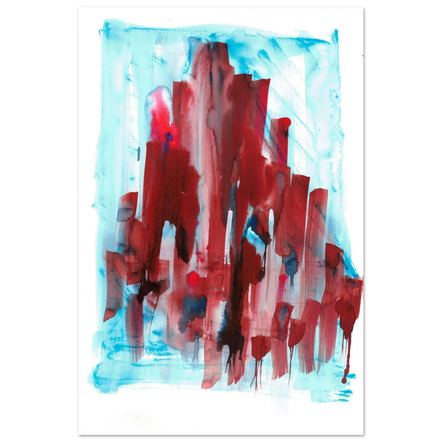 Abstract Cityscape Watercolor Art Print RDJ3-1 – Premium Matte Paper Poster in various sizes - Laure Leprince - Artiste Peintre