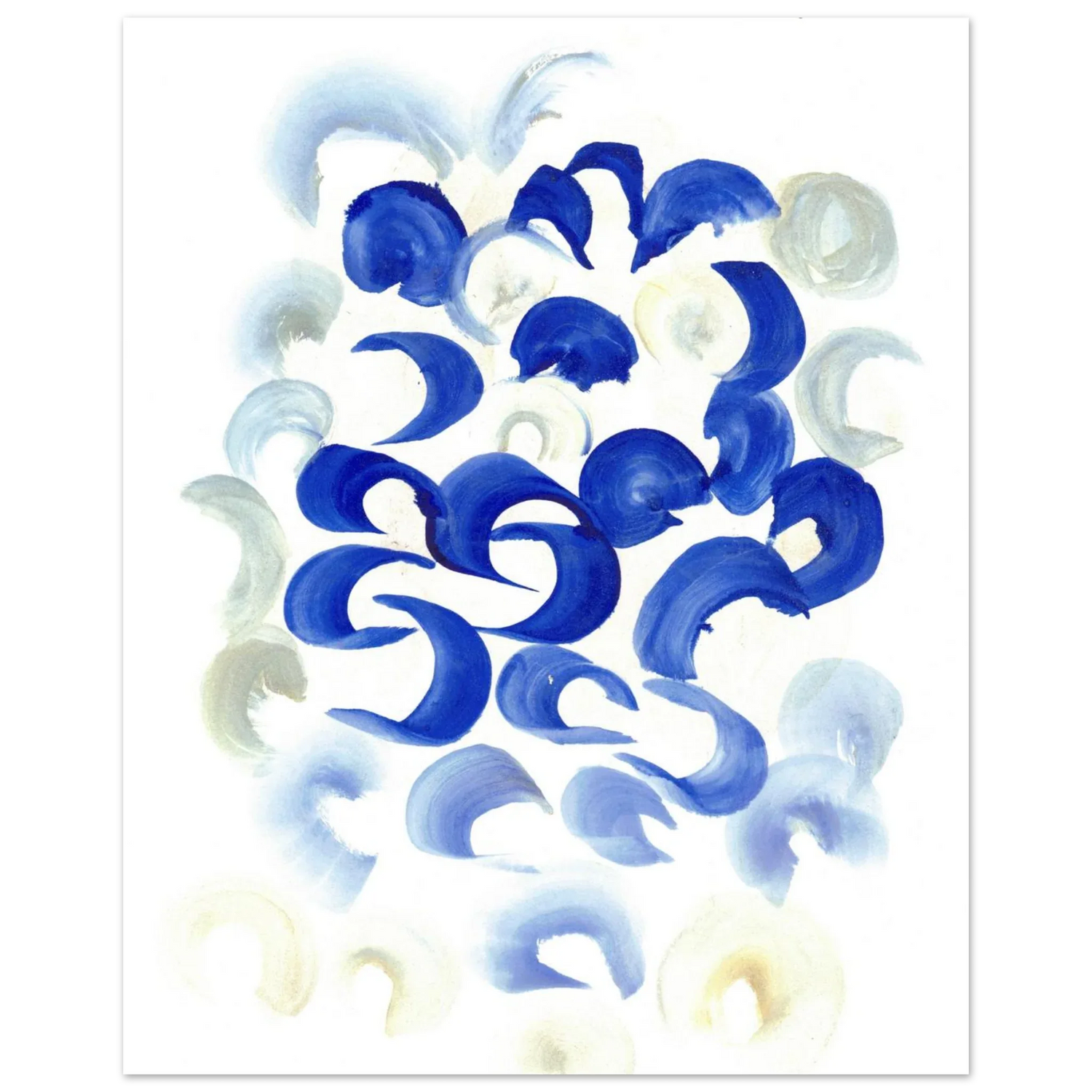 Abstract Swirls in Serene Blue & Beige Premium Matte Paper Poster - Laure Leprince - Artiste Peintre
