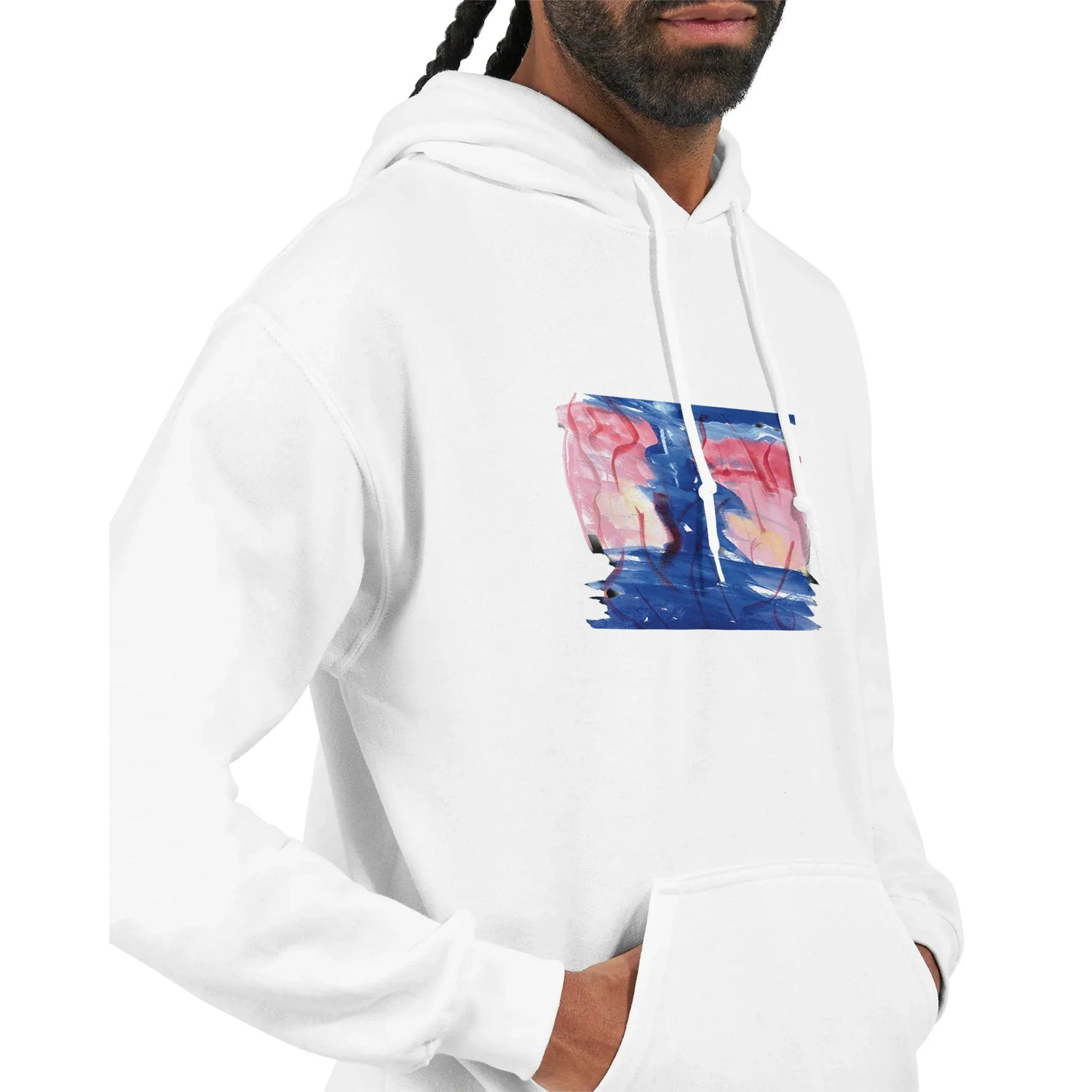 Sweat à capuche unisexe artistique Structure Carmine| Gildan® 18500 White - Laure Leprince - Artiste Peintre