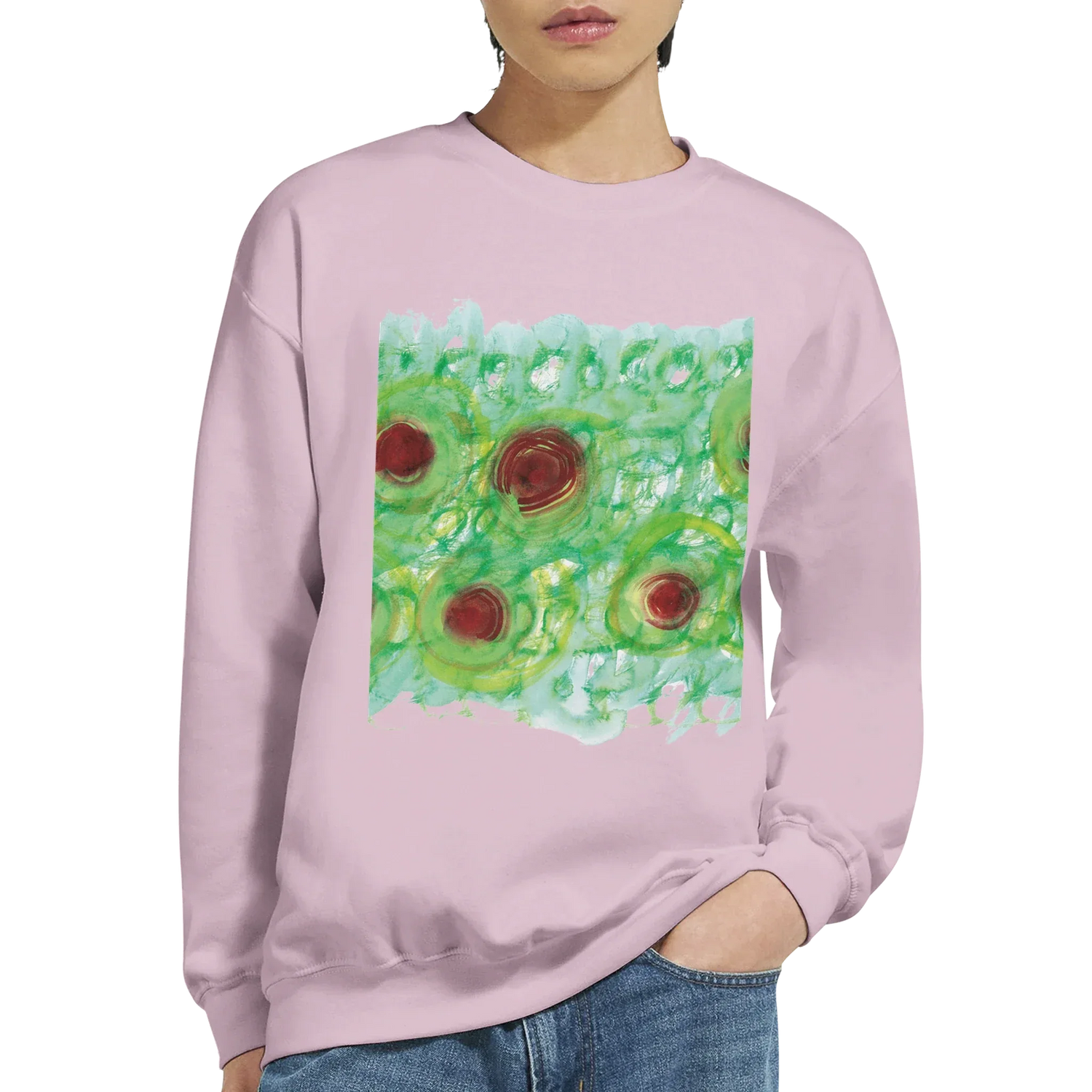 Sweatshirt Unisexe Classique Green Echo – Impression Artistique Multicolore - Laure Leprince - Artiste Peintre