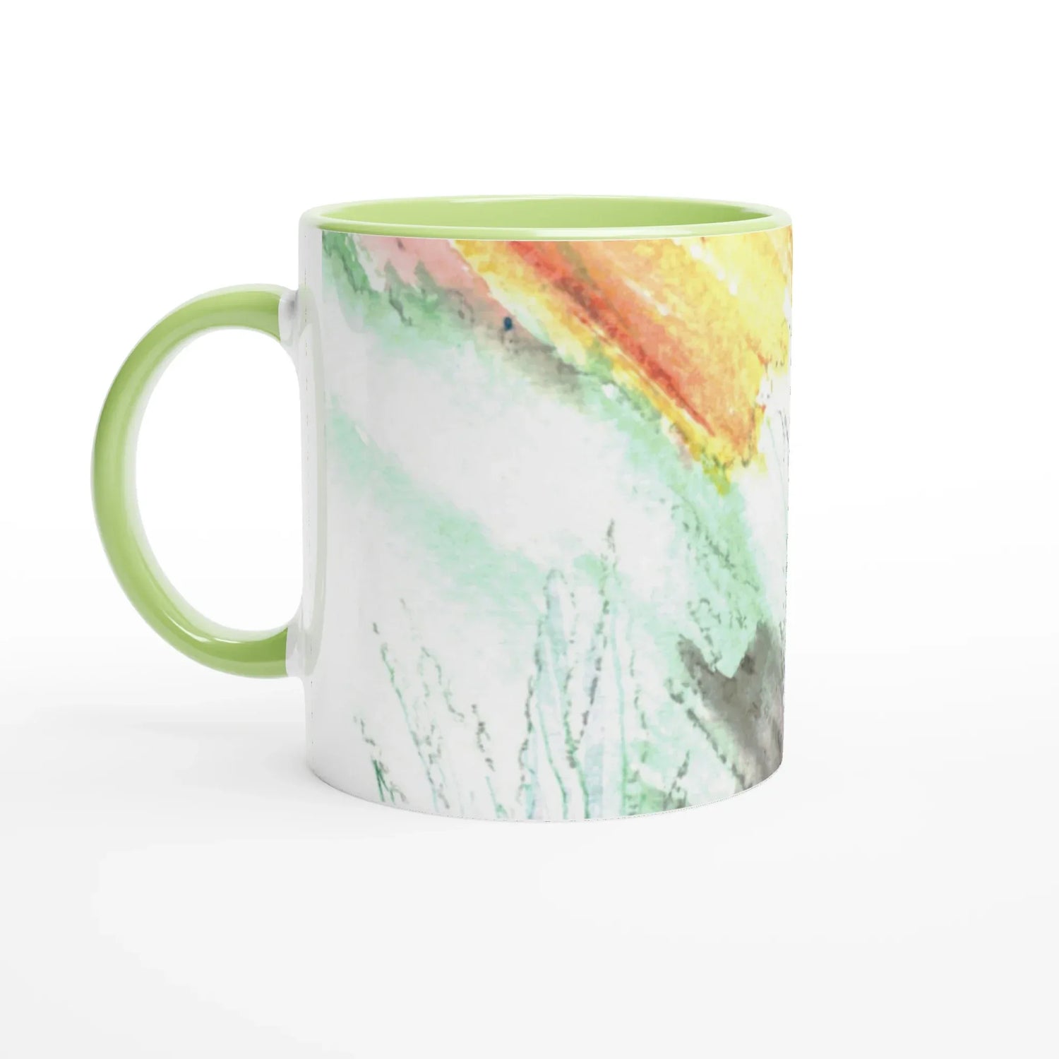 White 11oz Ceramic Mug with Color Inside Lavander Drift - Laure Leprince - Artiste Peintre