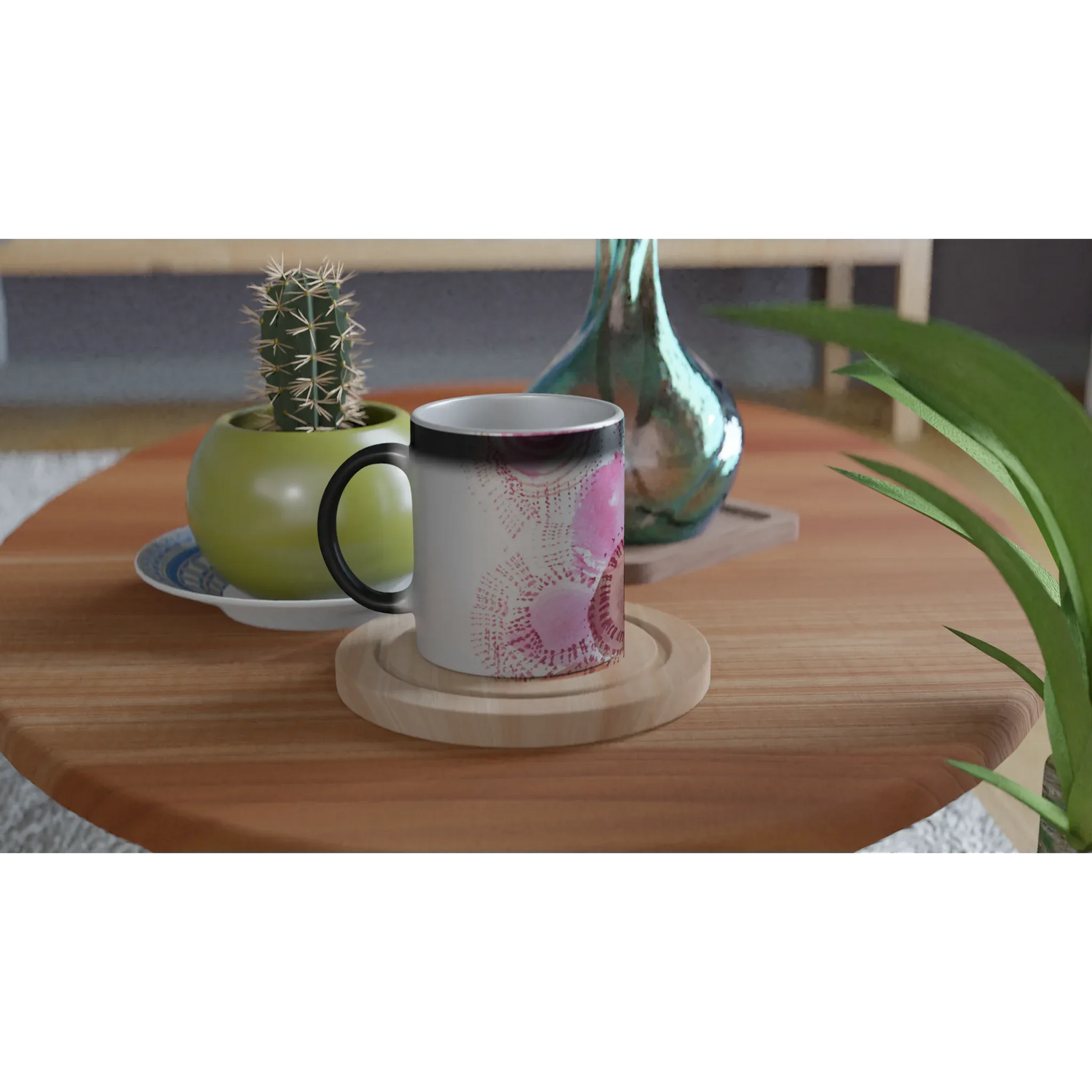 Mug magique en céramique 325 ml Rose– Révèlez votre motif à la chaleur - Laure Leprince - Artiste Peintre