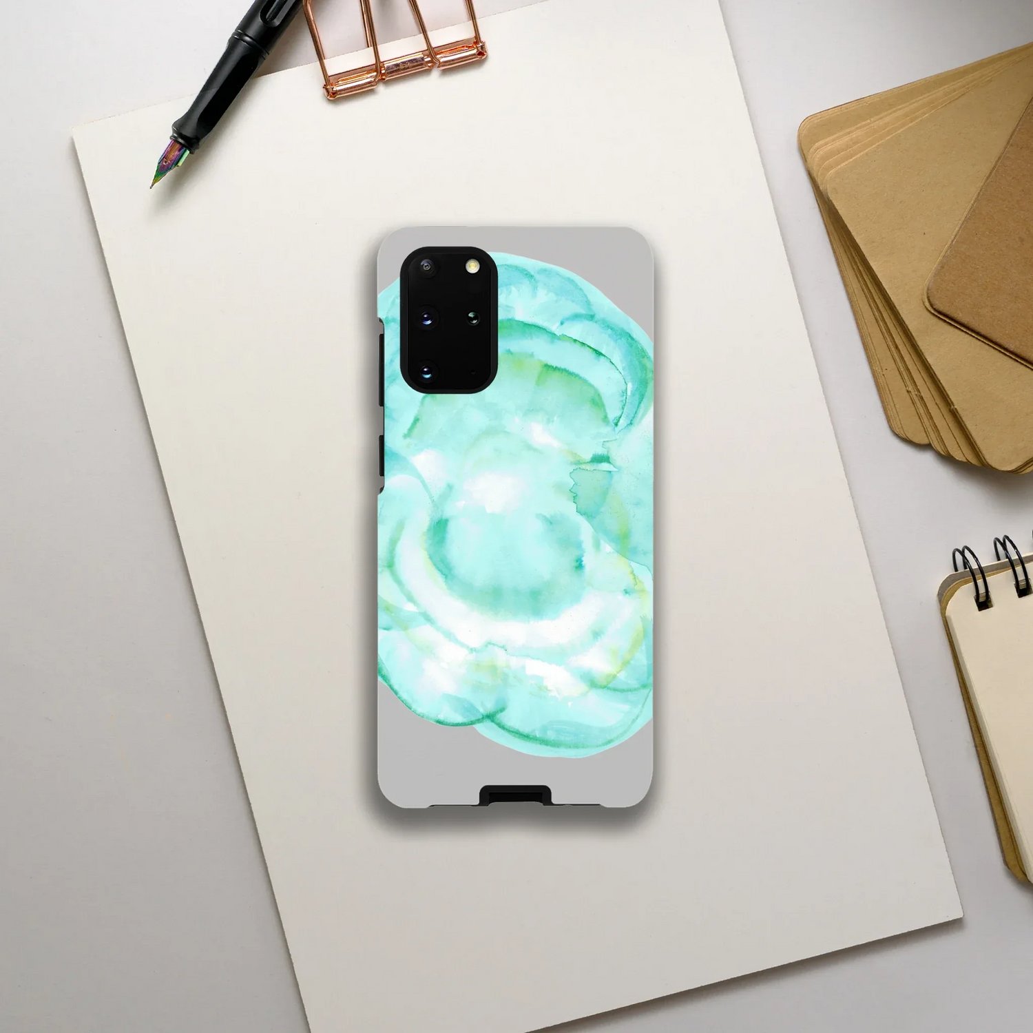 Premium Samsung Tough Case – Design Artistique Aqua Bloom - Laure Leprince - Artiste Peintre