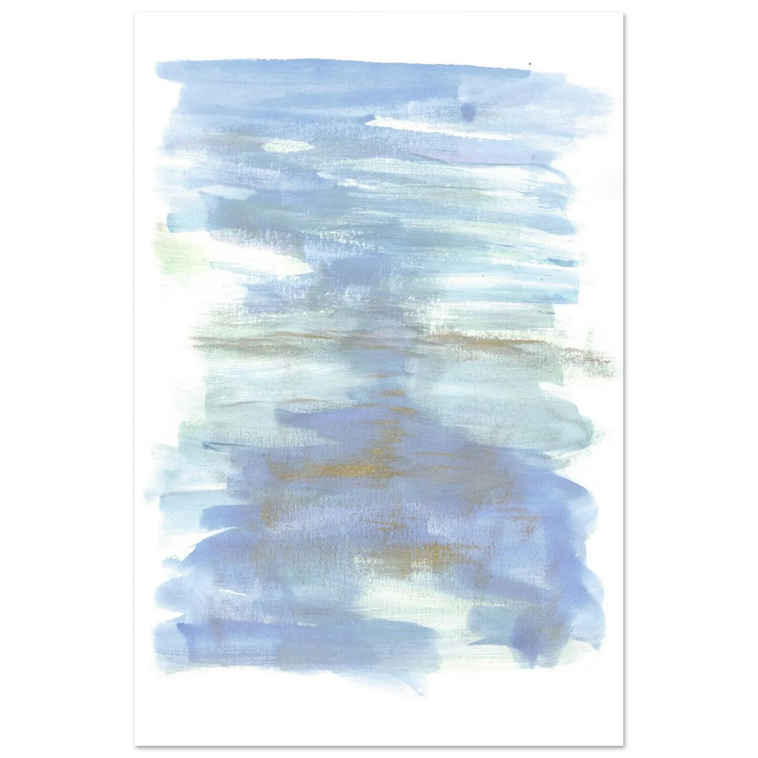 Abstract Horizon Watercolor Art Print - Serene Blue & Gold Matte Paper Poster for Modern Spaces - Laure Leprince - Artiste Peintre