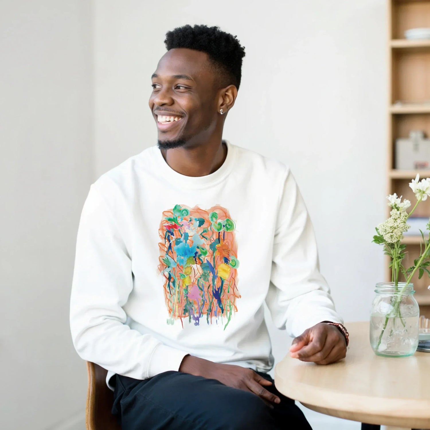 Sweatshirt Unisexe Classique Jardin Lumineux – Impression Artistique Multicolore | Premium Cotton Blend - Laure Leprince - Artiste Peintre