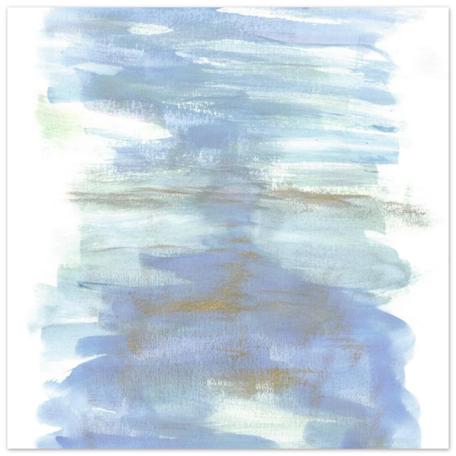 Abstract Horizon Watercolor Art Print - Serene Blue & Gold Matte Paper Poster for Modern Spaces - Laure Leprince - Artiste Peintre