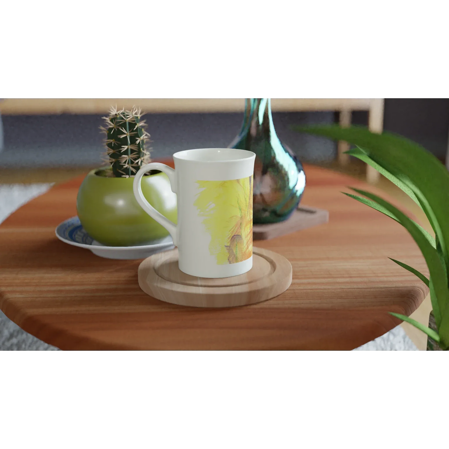 Mug en porcelaine blanche 30 cl Sun Whisper – Élégance et finesse intemporelle - Laure Leprince - Artiste Peintre