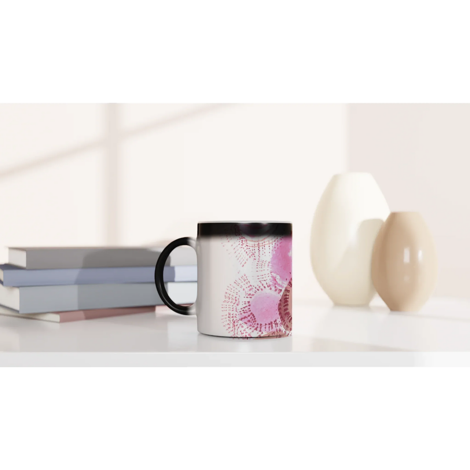 Mug magique en céramique 325 ml Rose– Révèlez votre motif à la chaleur - Laure Leprince - Artiste Peintre