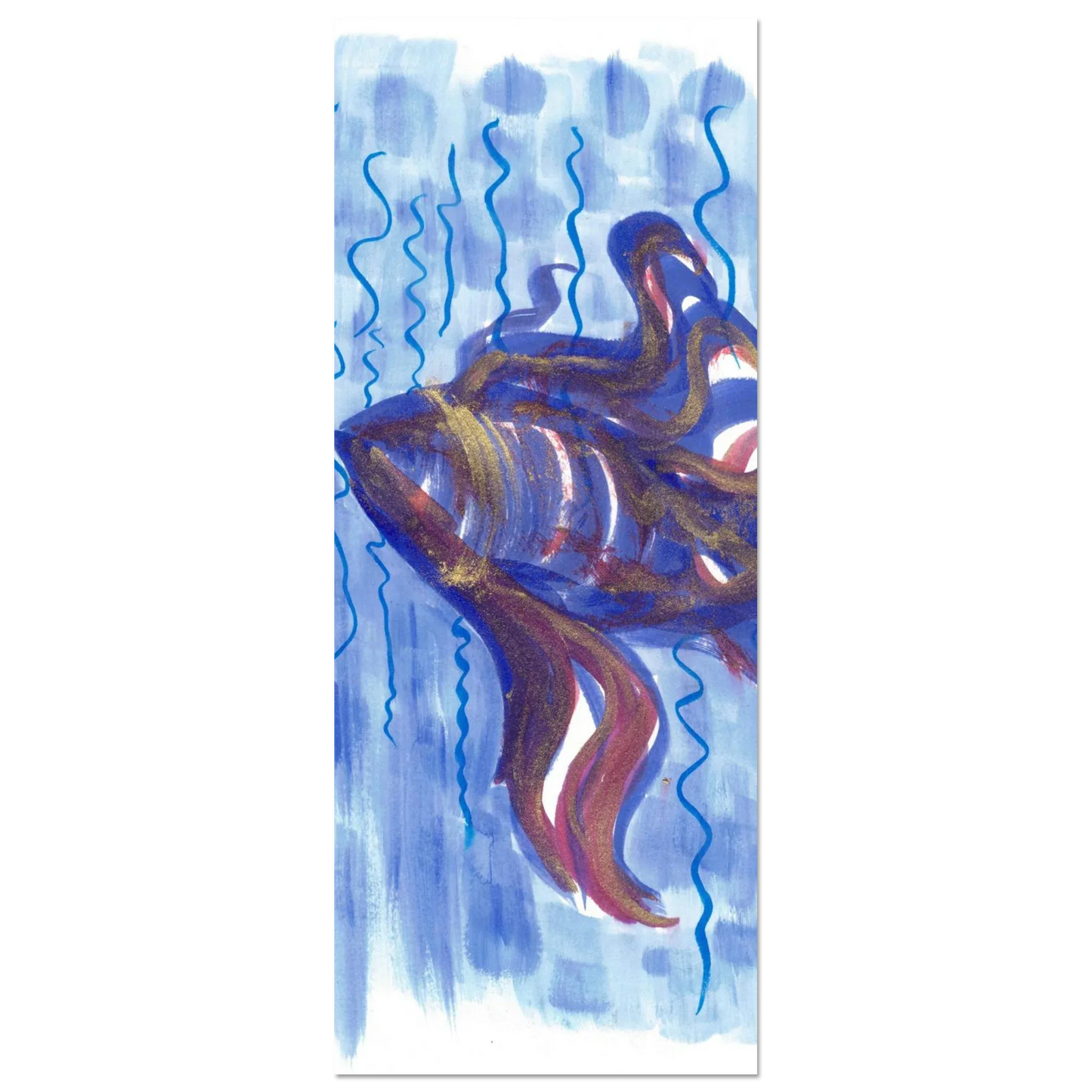 Affiche Abstract Ocean Depths Bleu Or - Poster Art Mural Premium Laure Leprince - Laure Leprince - Artiste Peintre
