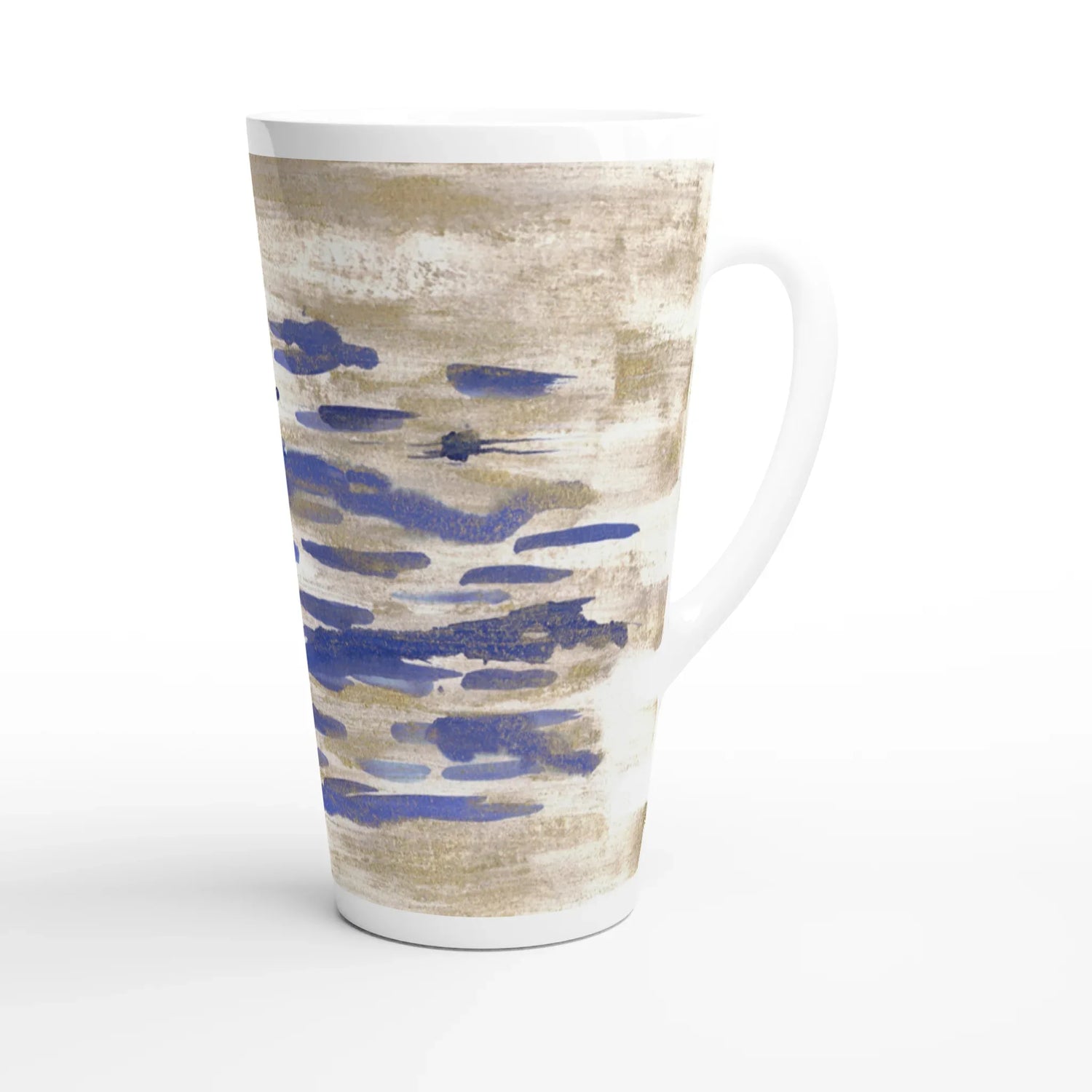 Mug à Latte en Céramique Blanche 500 ml Golden Drip – Élégant, durable et brillant - Laure Leprince - Artiste Peintre