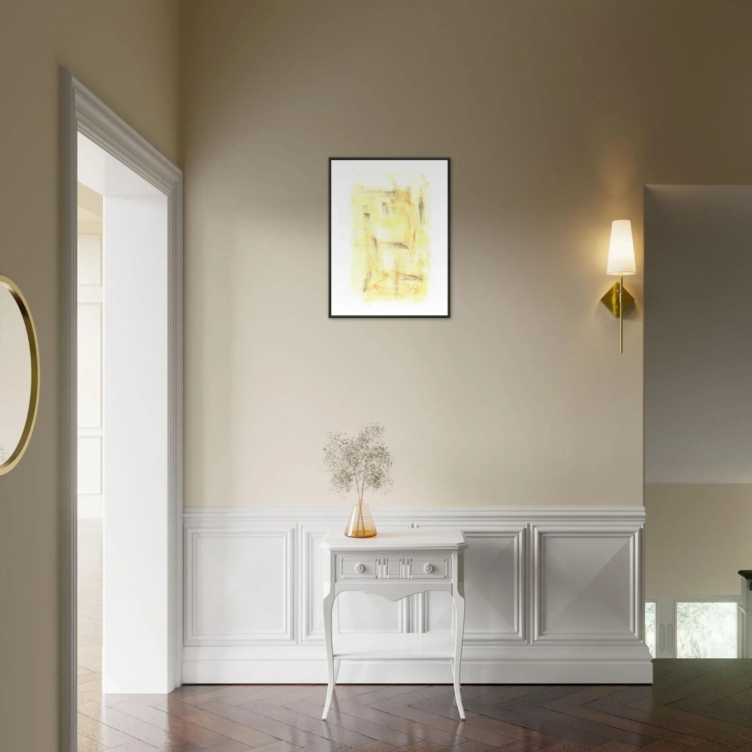 Classic Semi-Glossy Paper Metal Framed Post Golden Haze - Laure Leprince - Artiste Peintre