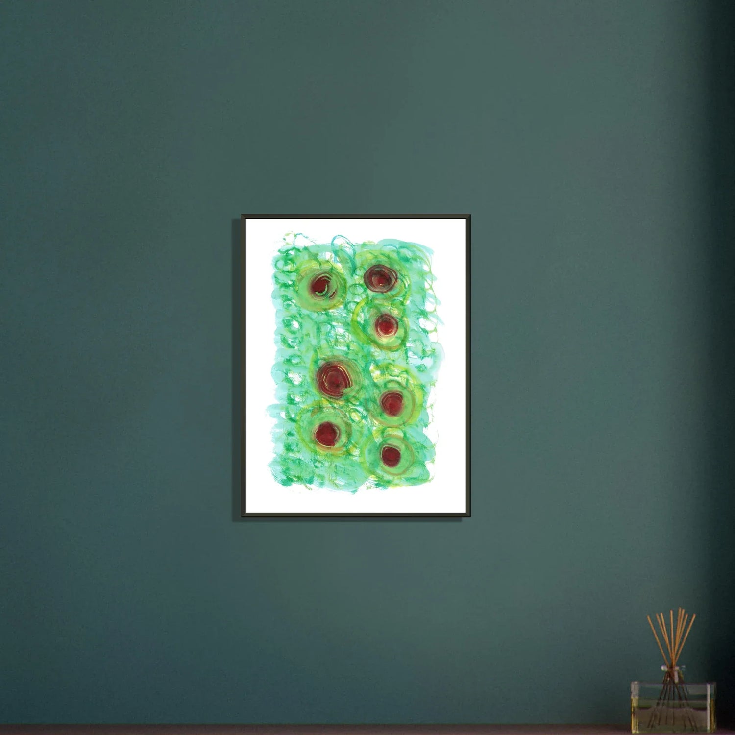 Classic Semi-Glossy Paper Metal Framed Poste Green Echo - Laure Leprince - Artiste Peintre